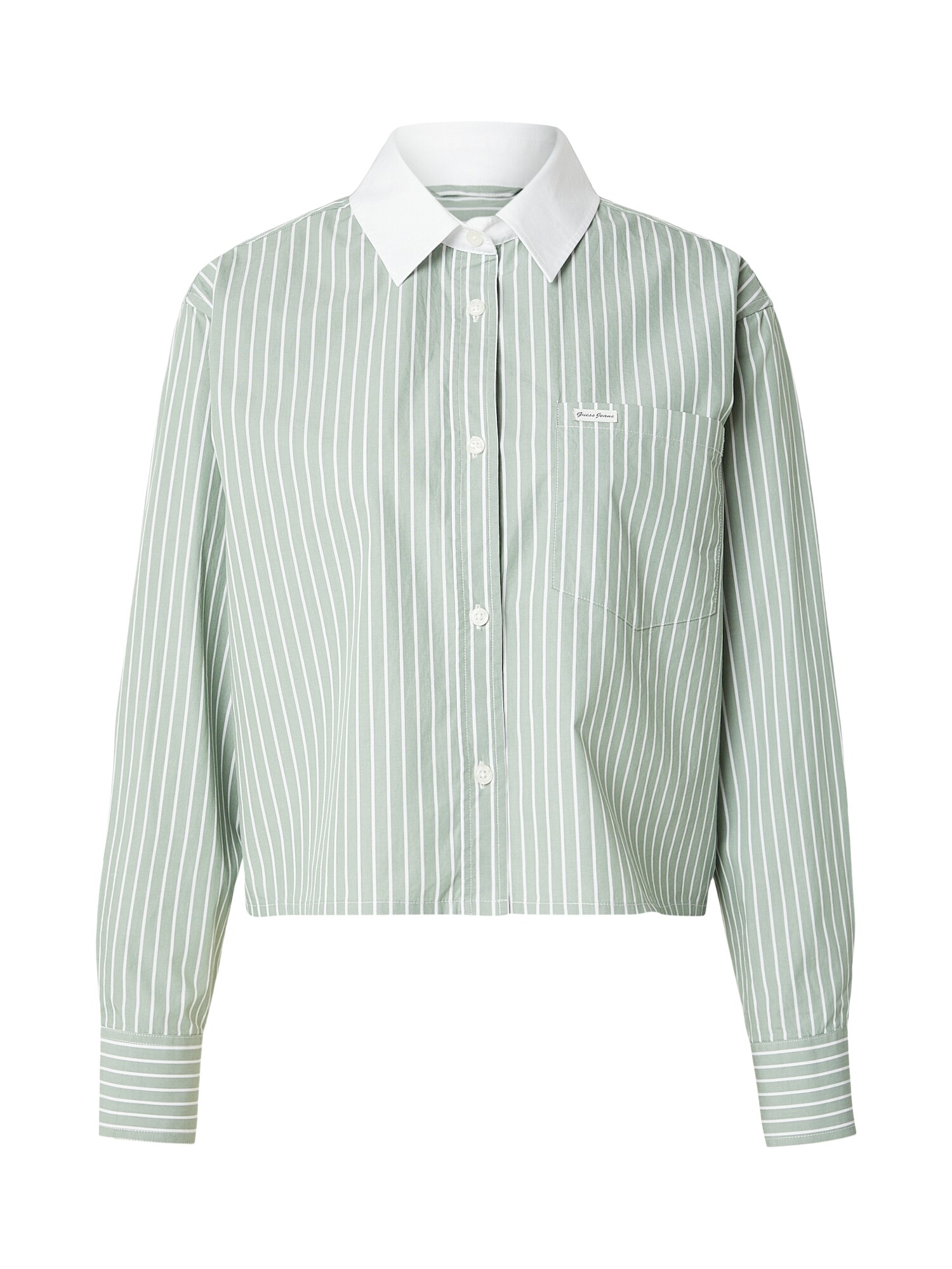 GUESS JEANS Bluză  verde pastel / alb