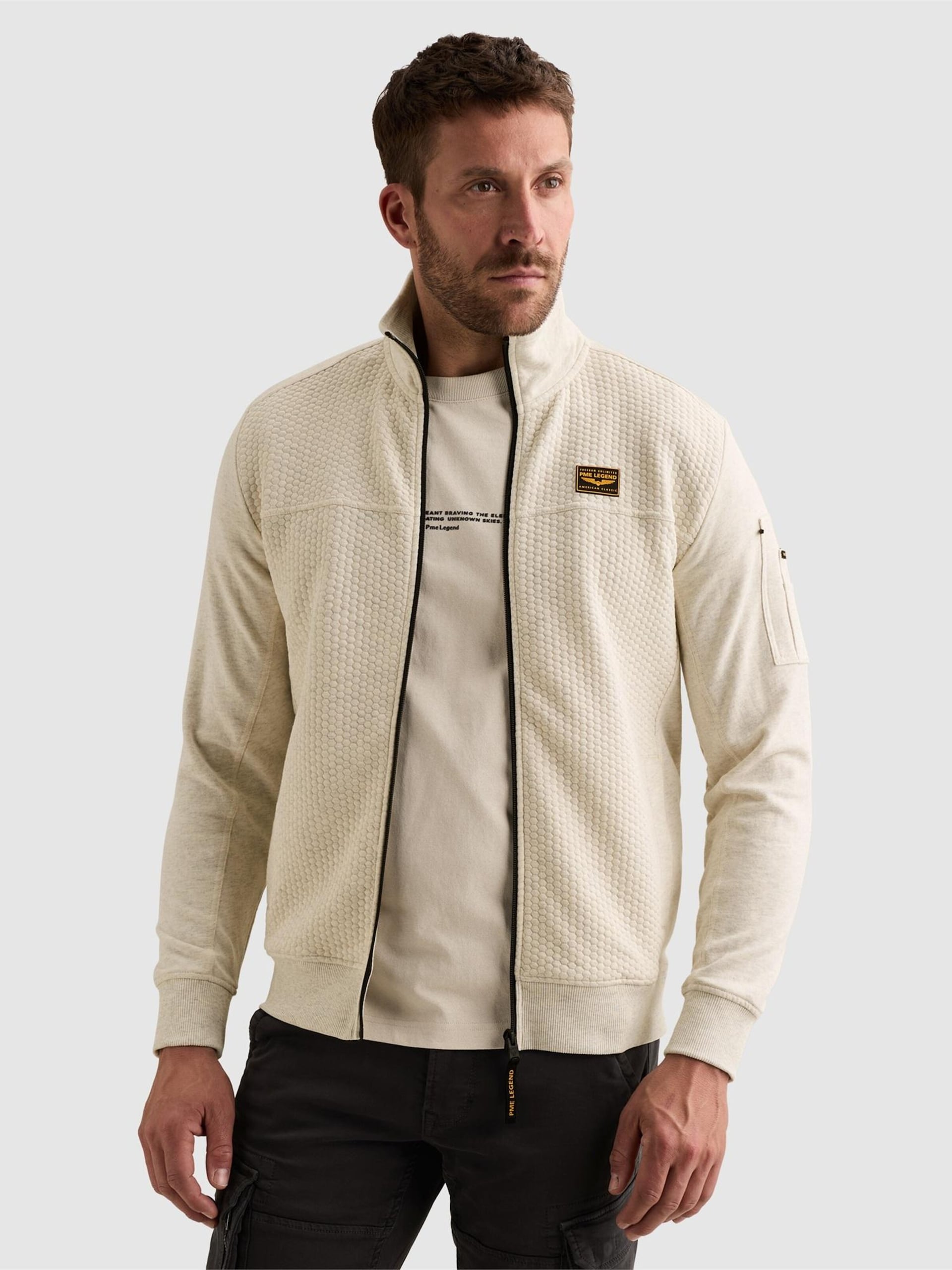 PME Legend Övergångsjacka 'Sweatshirt with jacquard pattern and flight pocket' herr