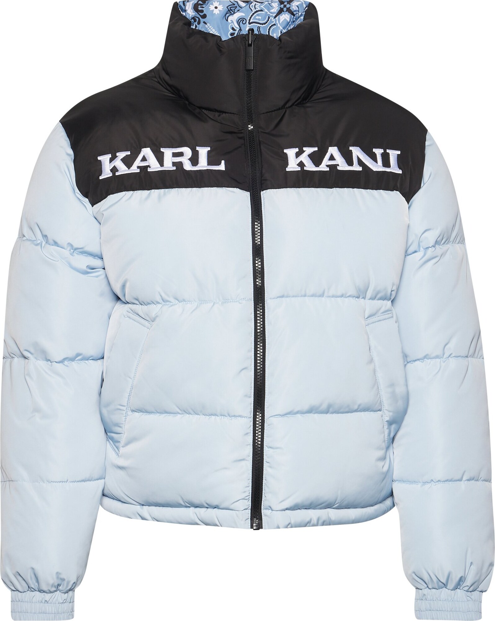 Karl Kani Zimná bunda  modrá / svetlomodrá / čierna / biela