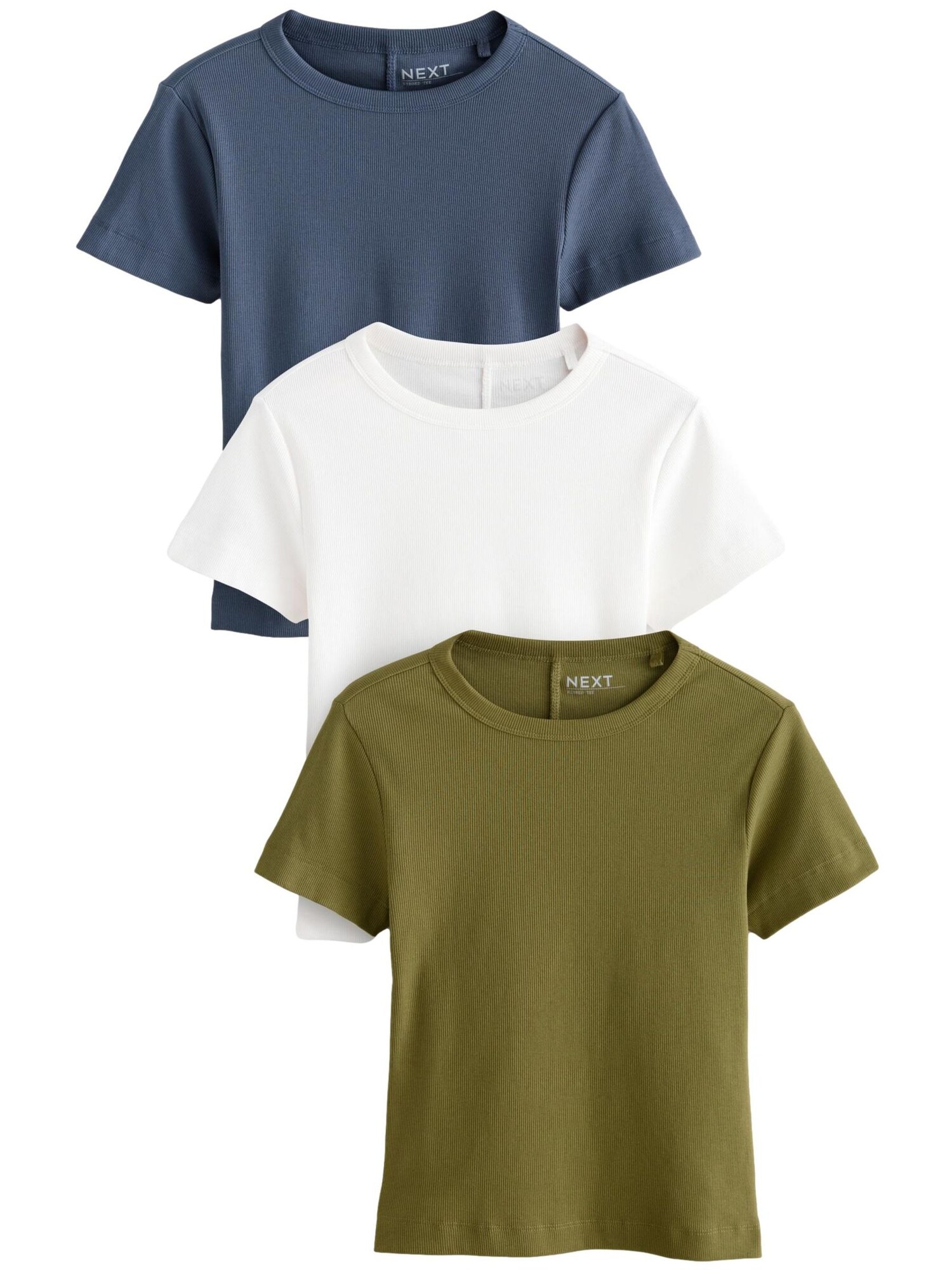 Next Tricou  albastru marin / oliv / alb