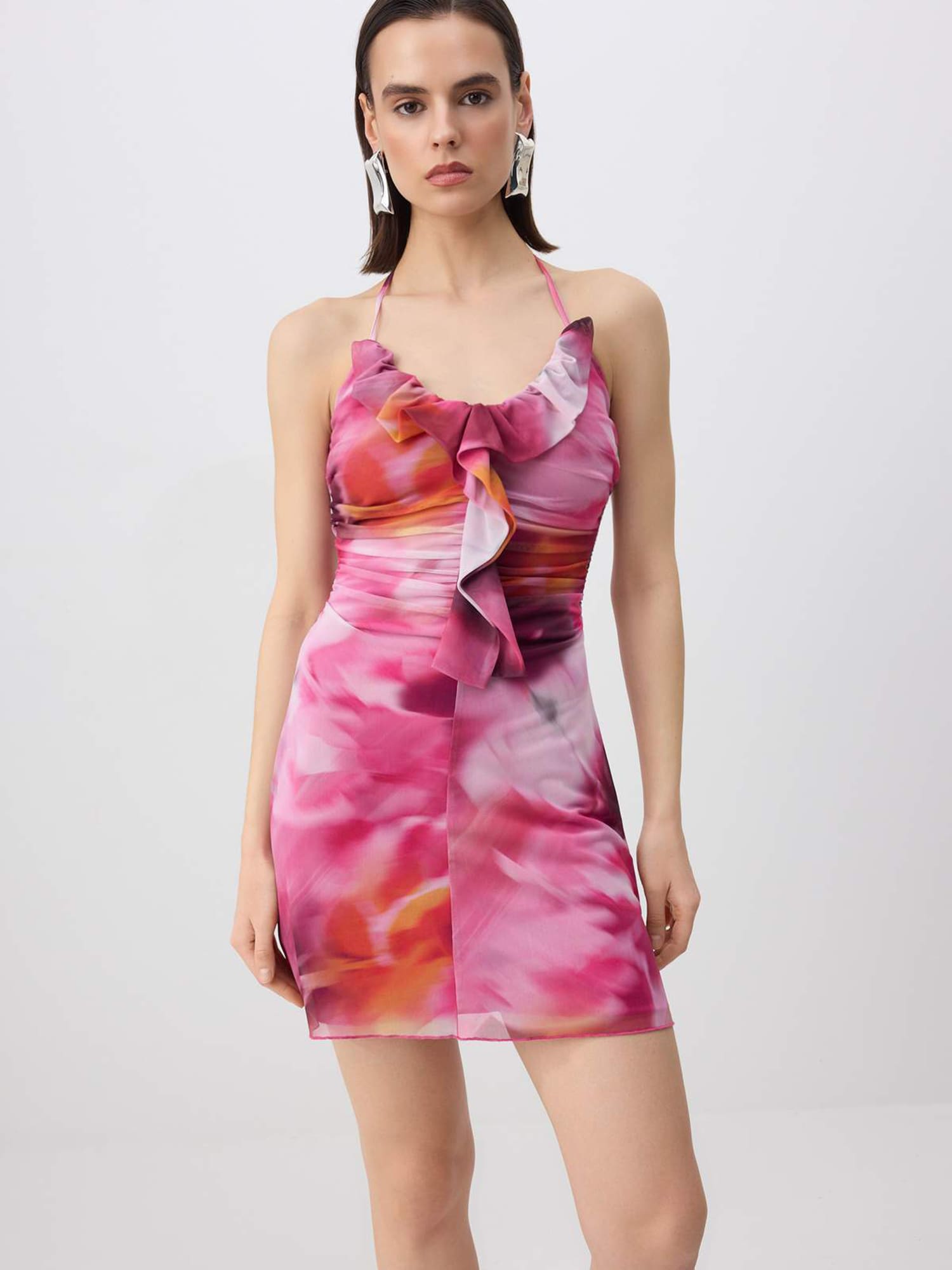 Trendyol Rochie portocaliu / roz / roz / alb