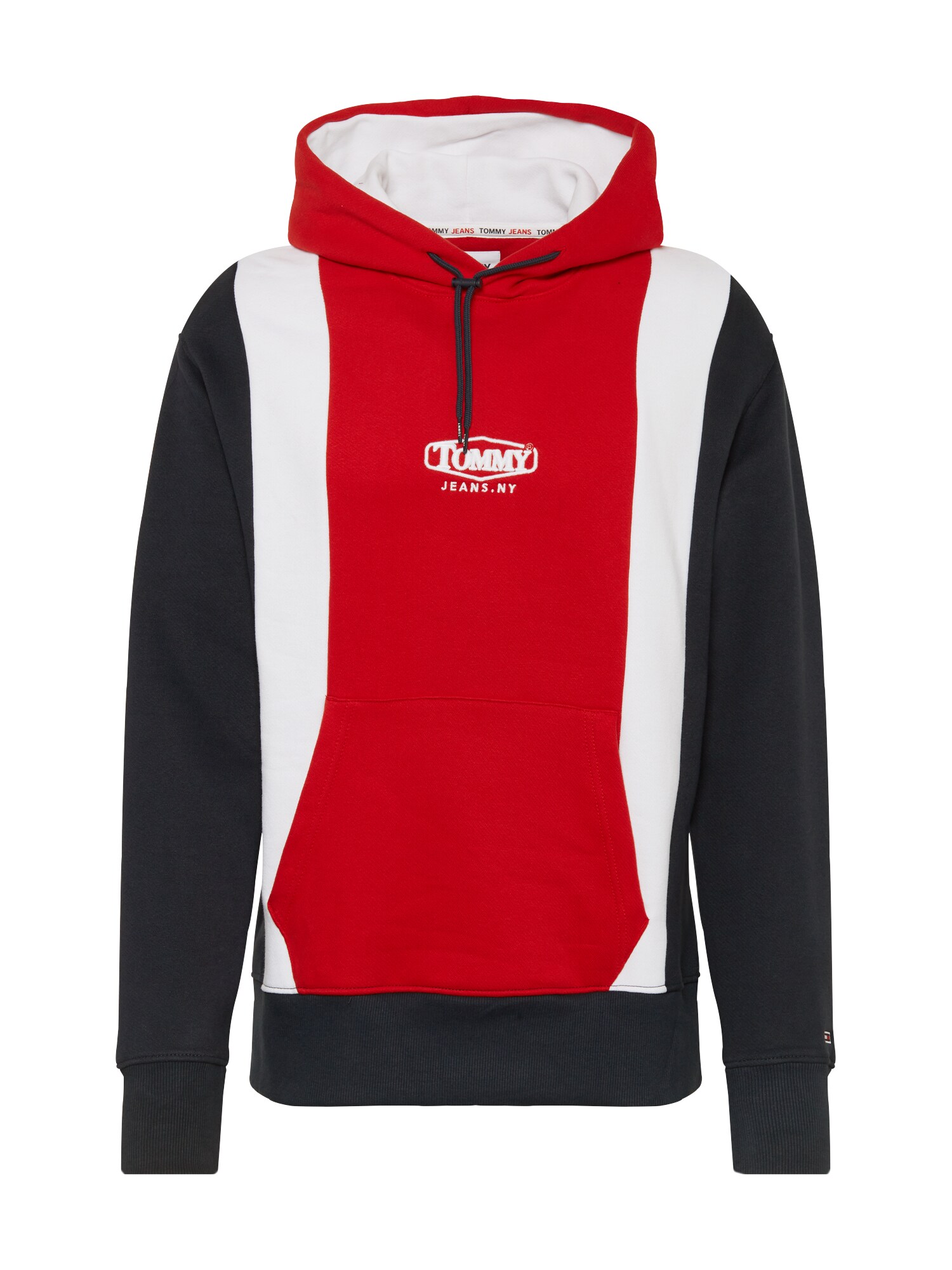 Tommy Jeans Megztinis be užsegimo 'TJM COLORBLOCK HOODIE'  tamsiai mėlyna / raudona