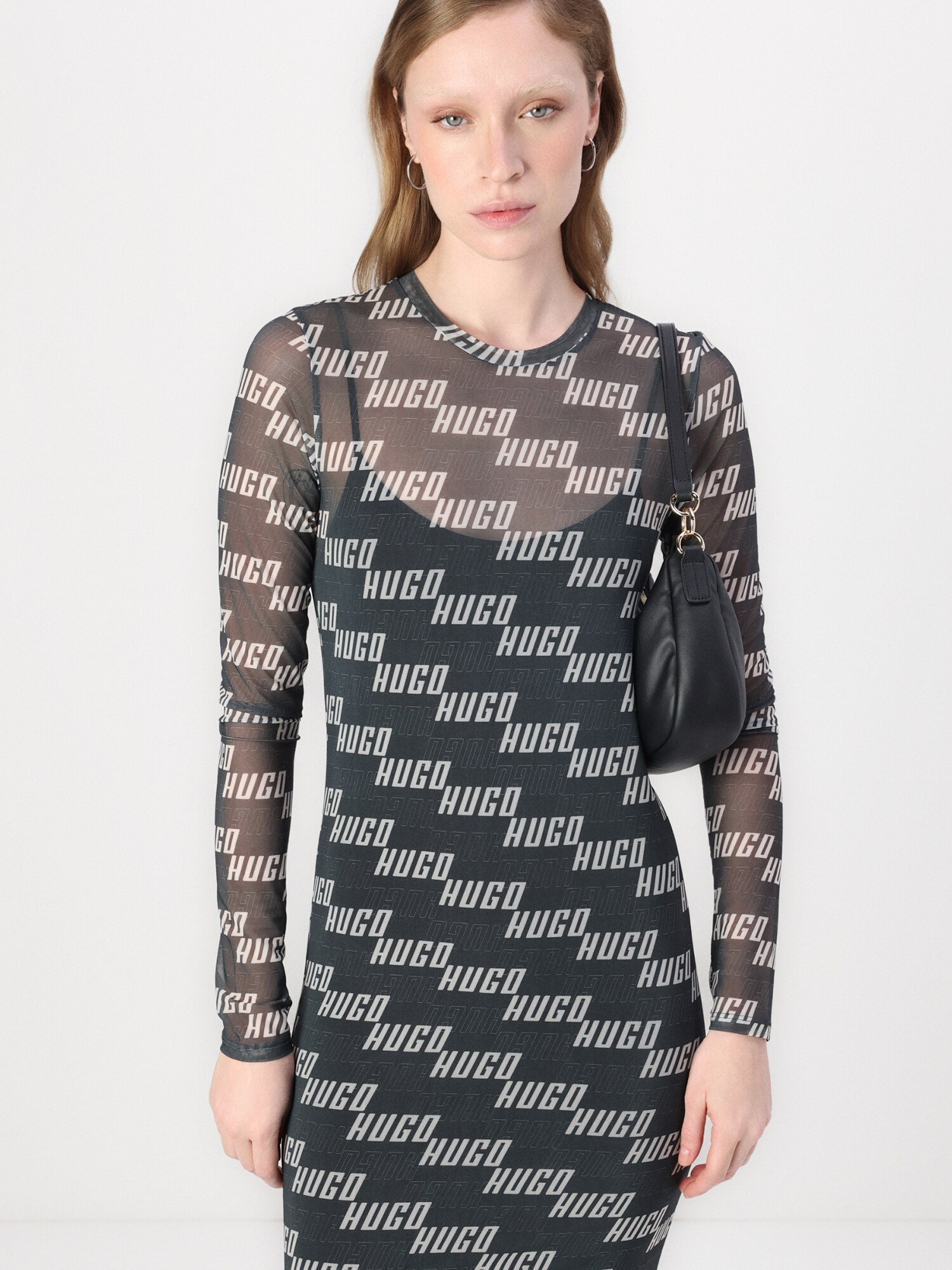 HUGO Šaty 'Nelonie' čierna / biela (obrázok 6)