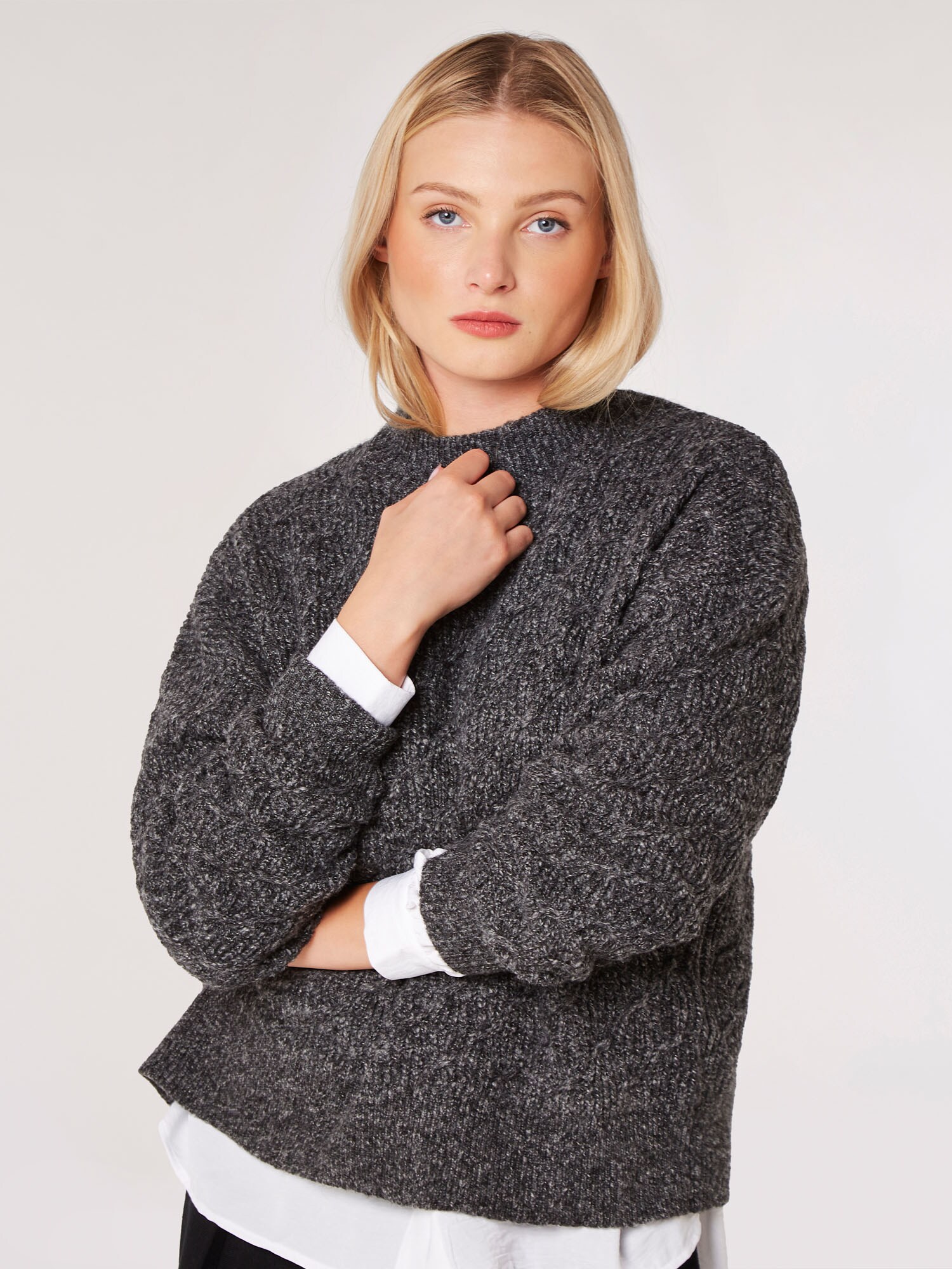 Thumbnail - Plaited Knit Mock Neck Jumper ' '