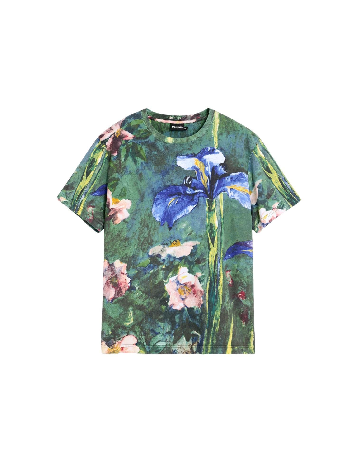 Desigual Tricou  albastru deschis / verde / roz pudră / negru