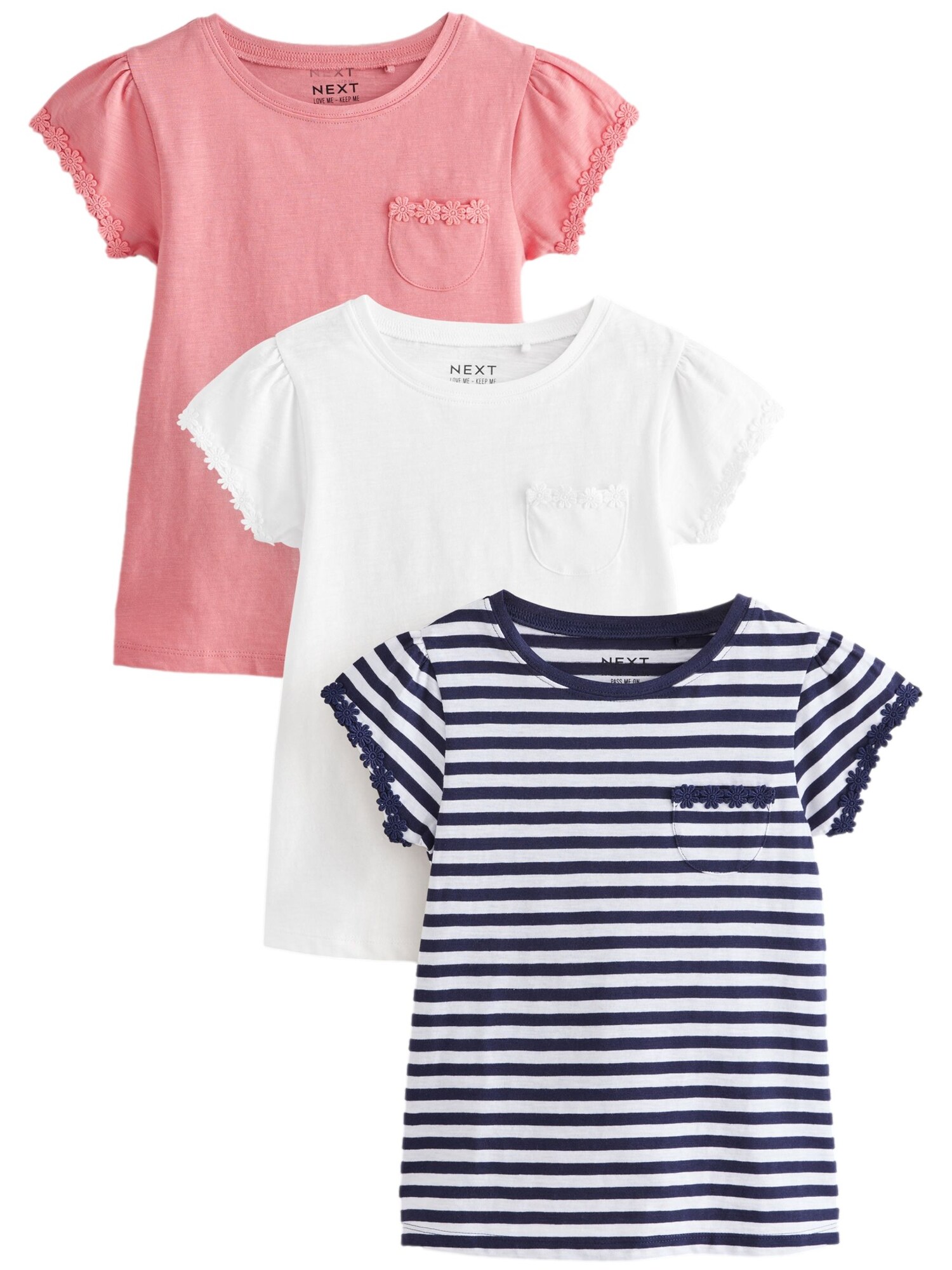Next Tricou  bleumarin / roz deschis / alb