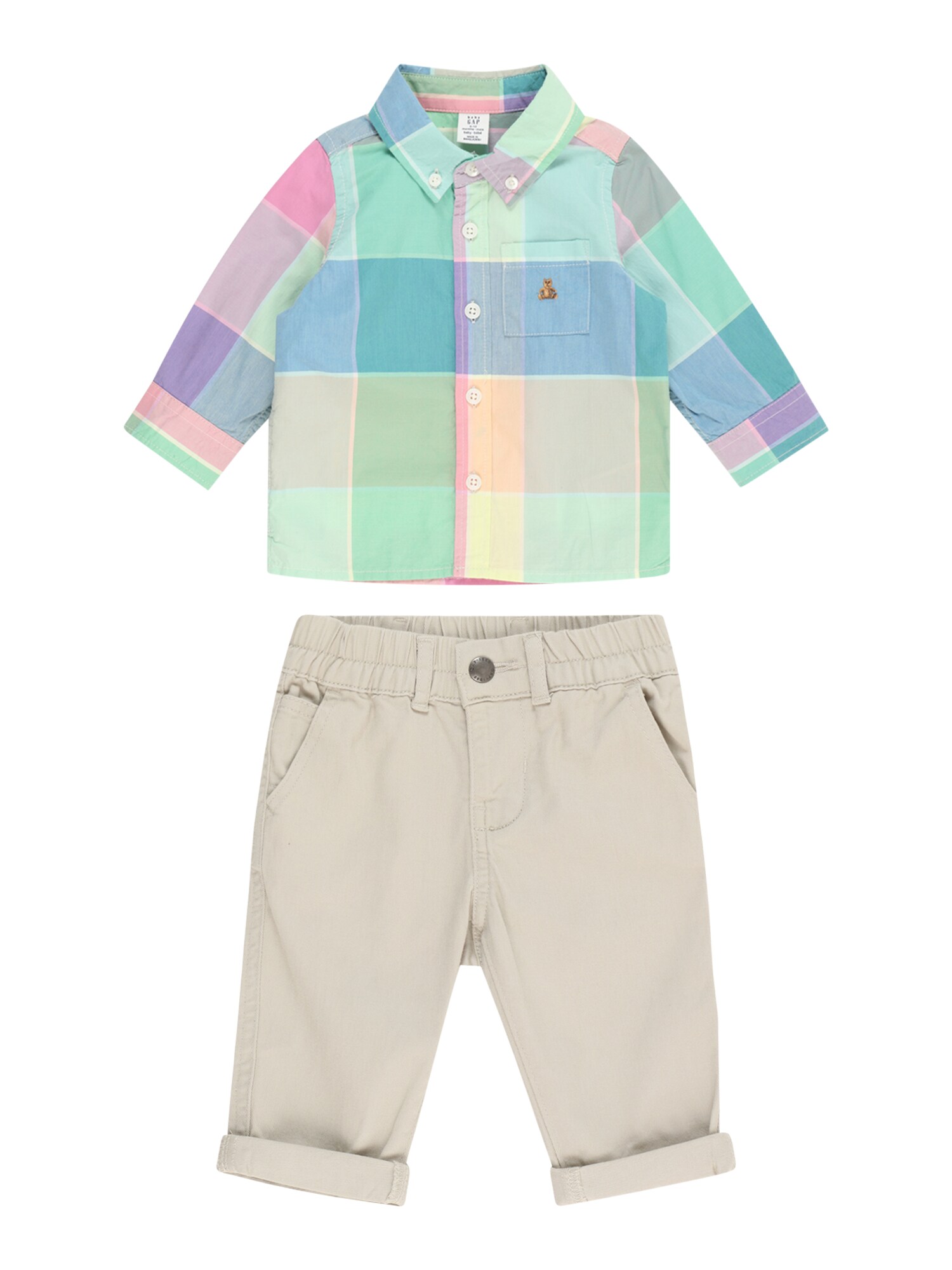 GAP Комплект 'EASTER PLAID'  светлобежово / синьо / зелено / розово