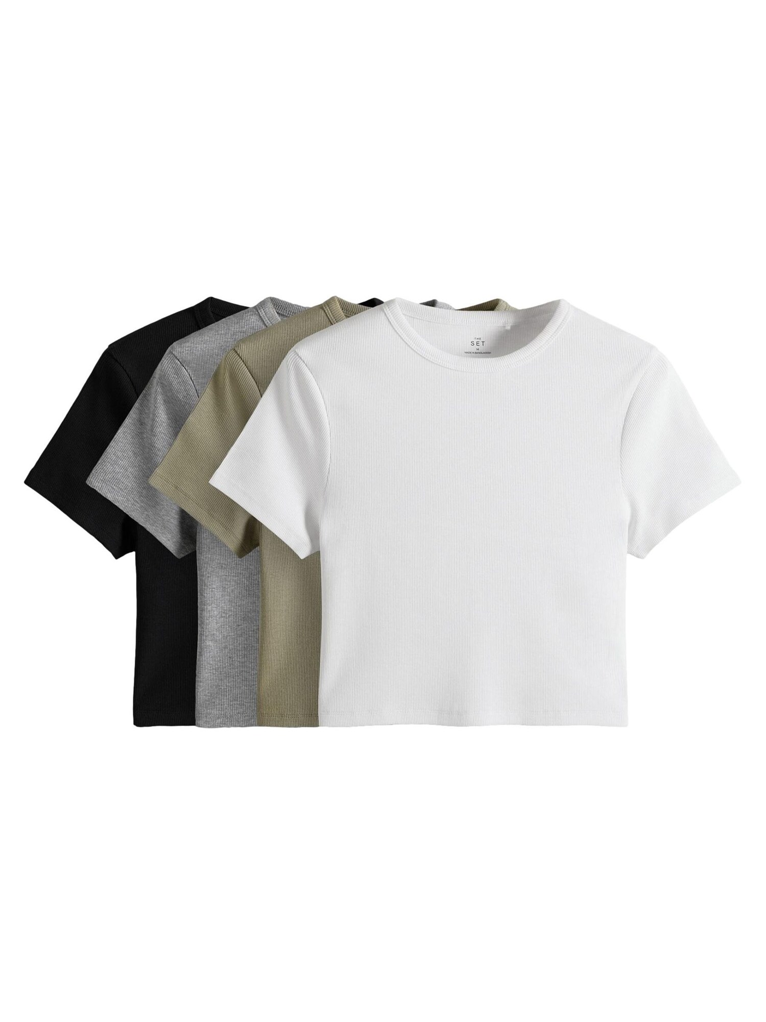 The Set Tricou  gri amestecat / oliv / negru / alb