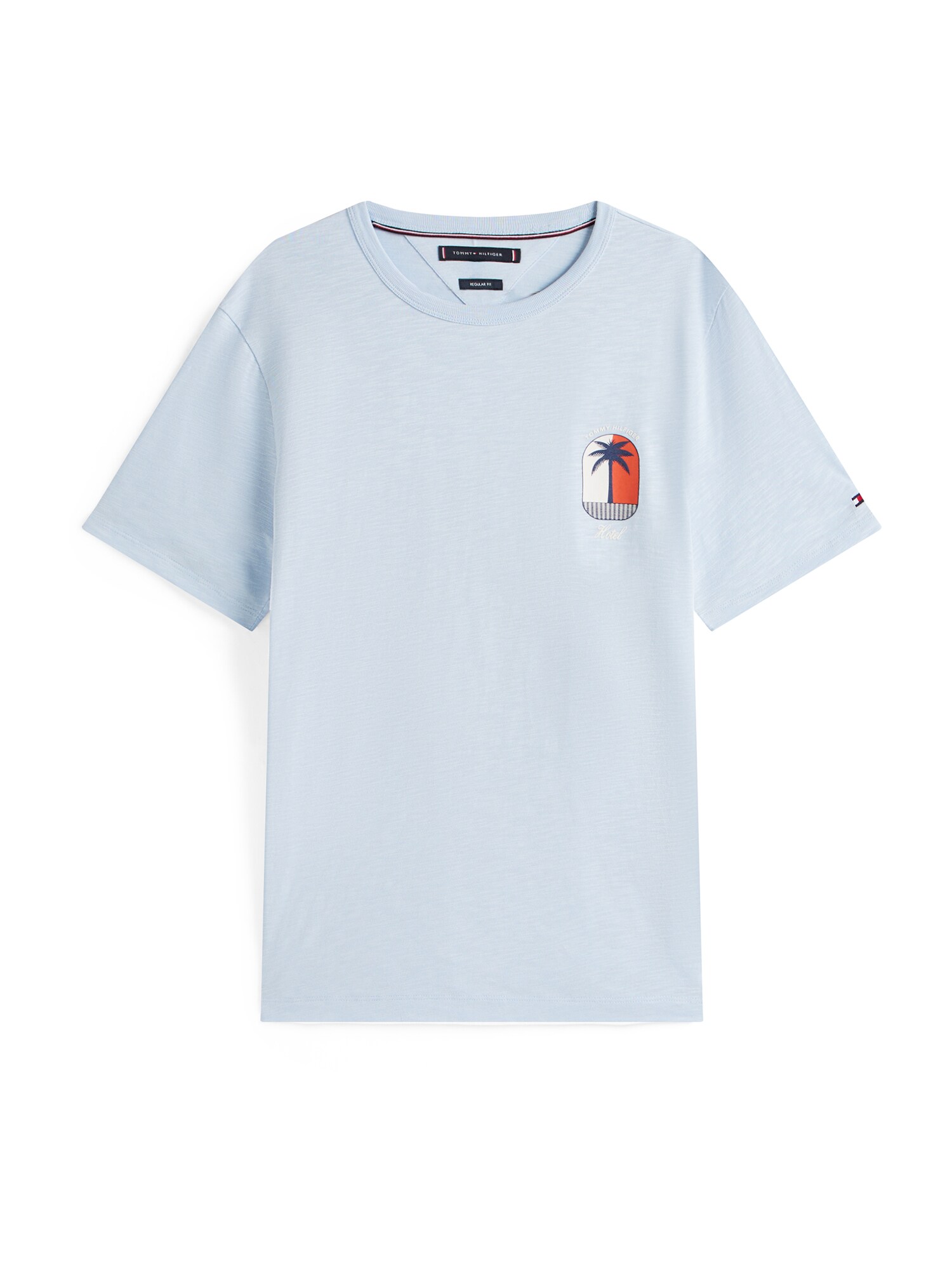 TOMMY HILFIGER Tričko 'PALM TREE' námornícka modrá / svetlomodrá / oranžová / biela