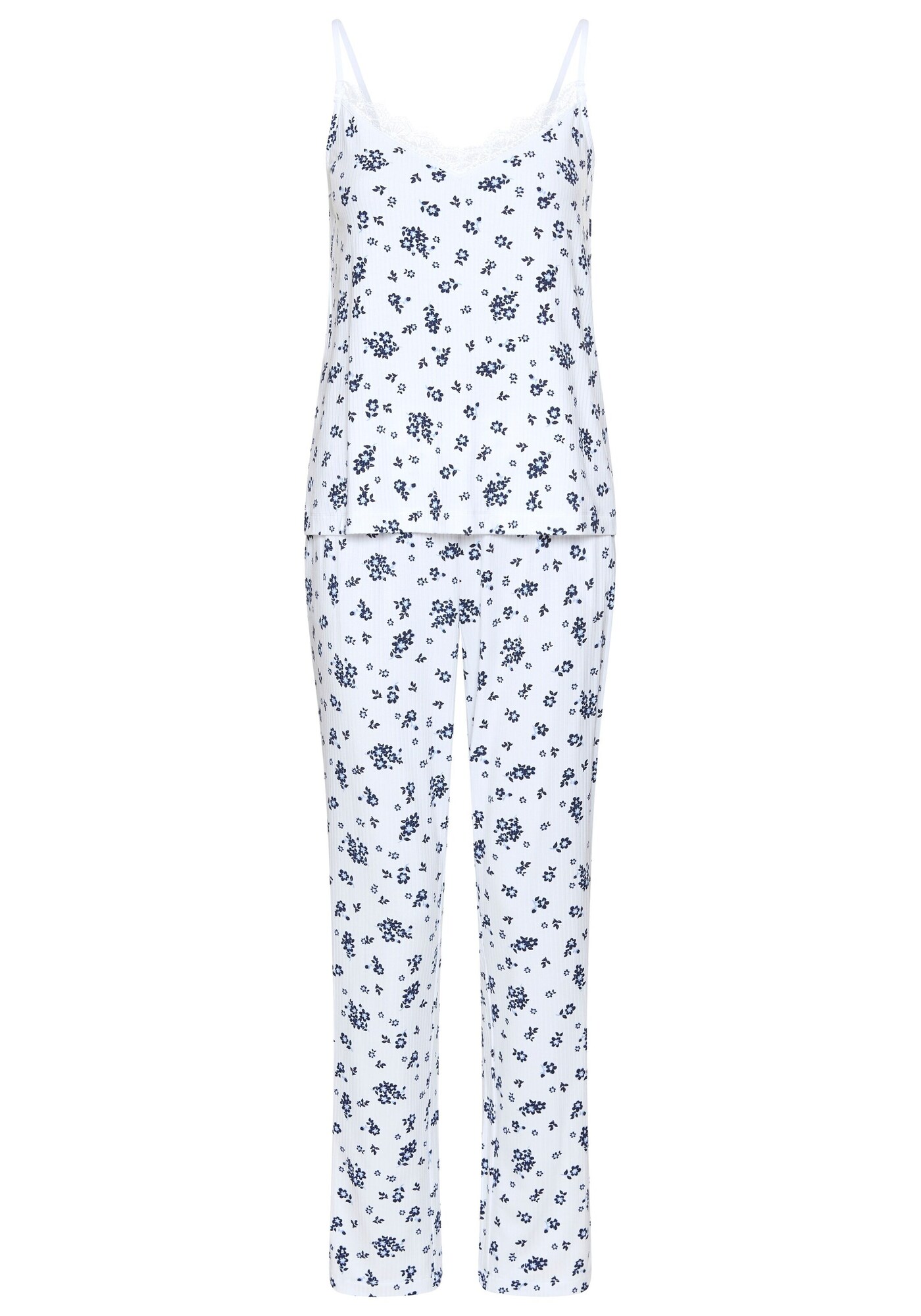 LASCANA Pijama  albastru marin / alb