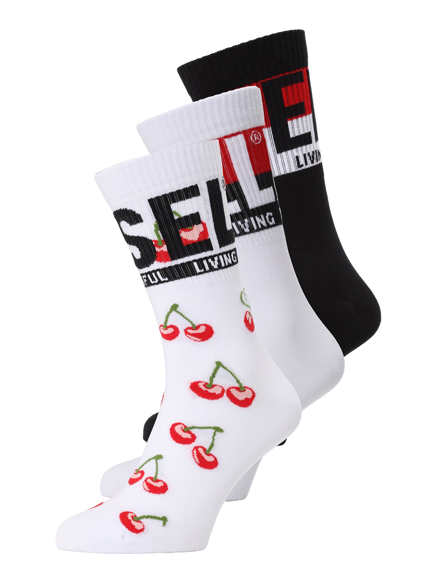 DIESEL Șosete SKM-RAY  verde / roșu / negru / alb