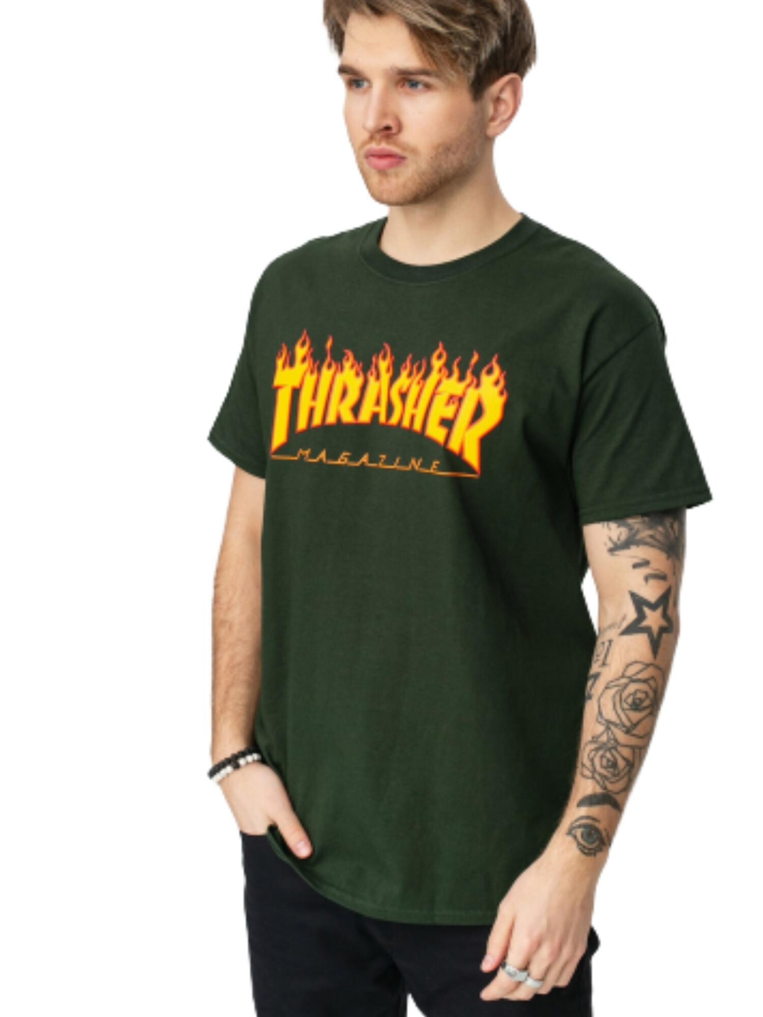 THRASHER Camiseta 'FLAME'  verde – imagen 2