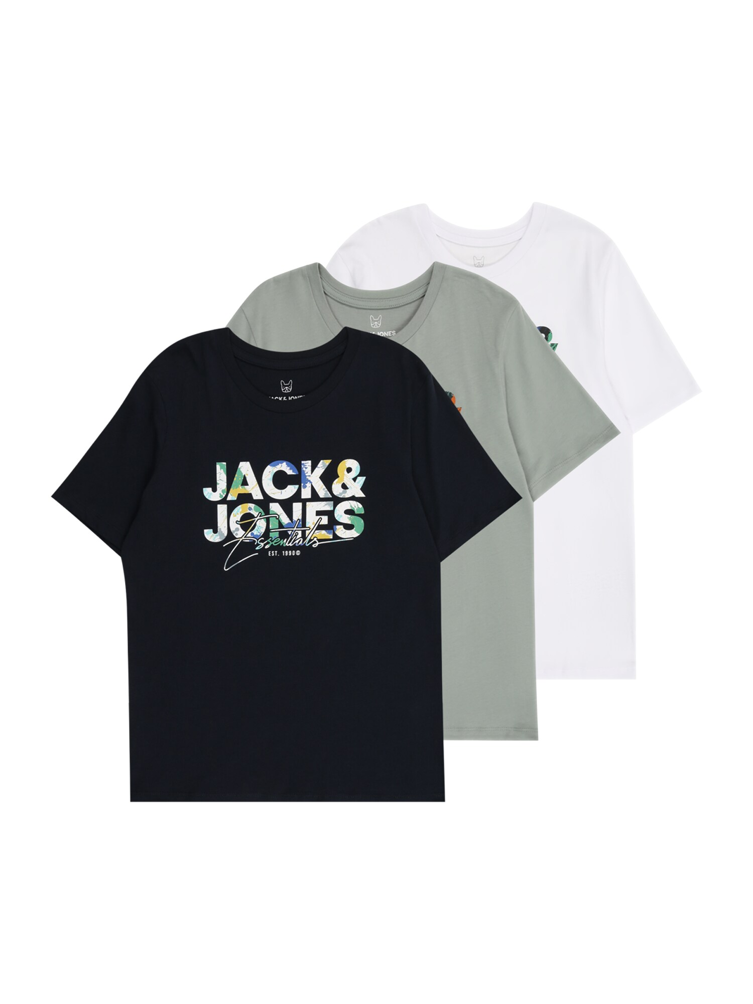 Jack & Jones Junior Tričko 'JJGEPLAS'  svetlozelená / oranžová / čierna / biela