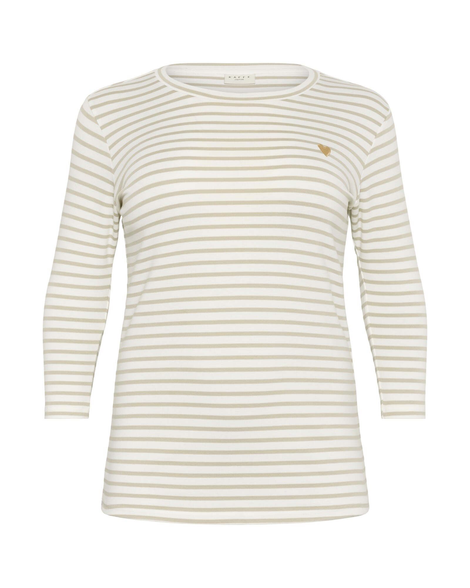 KAFFE CURVE Tricou KCLia  bej închis / alb