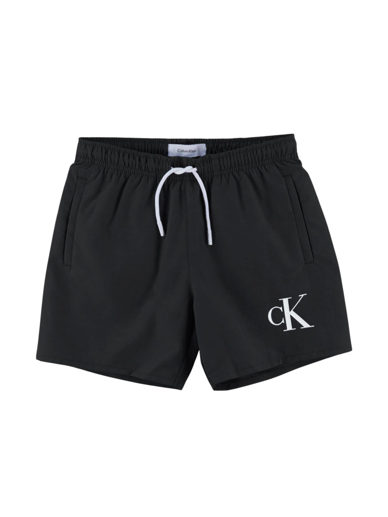 Calvin Klein Kids Kratke kopalne hlače 'MEDIUM DOUBLE WB'  črna