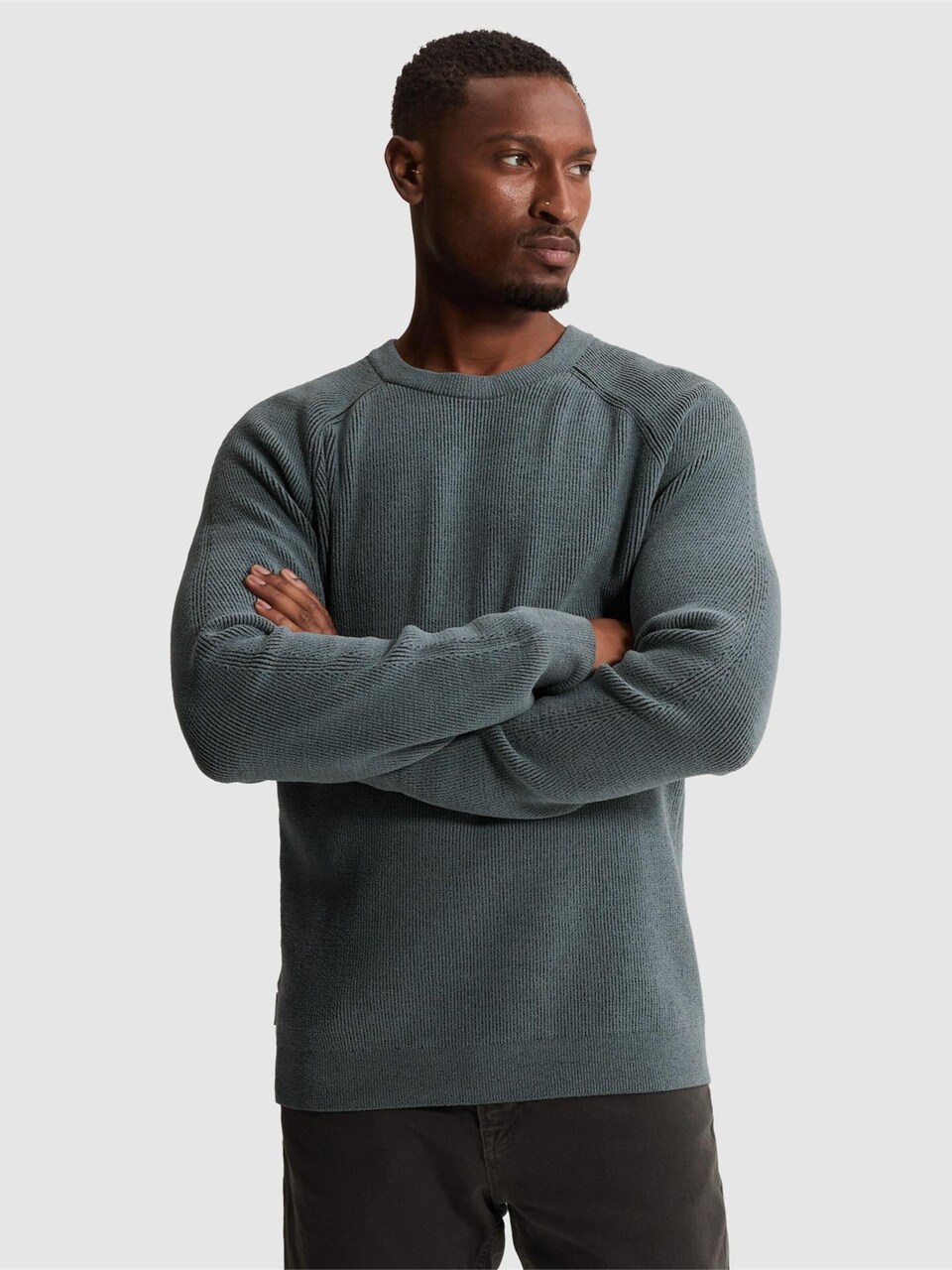 Tröja 'Pullover with raglan sleeves and allover rib texture'