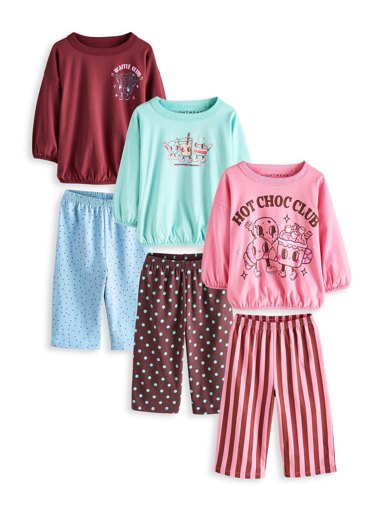 Next Pijamale albastru aqua / albastru deschis / maro ruginiu / roz deschis