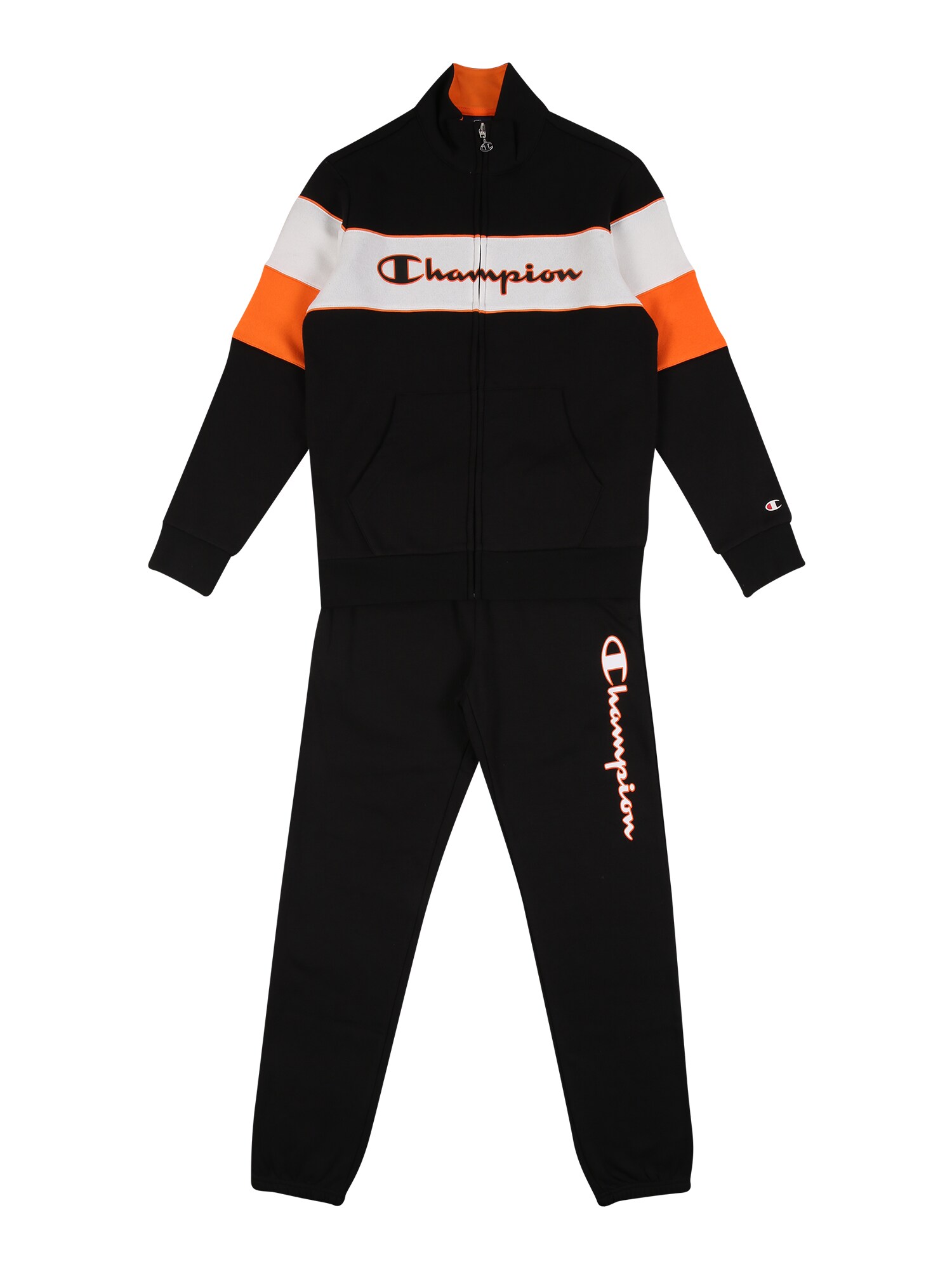 Champion Authentic Athletic Apparel Treniruočių kostiumas  juoda / balta / oranžinė