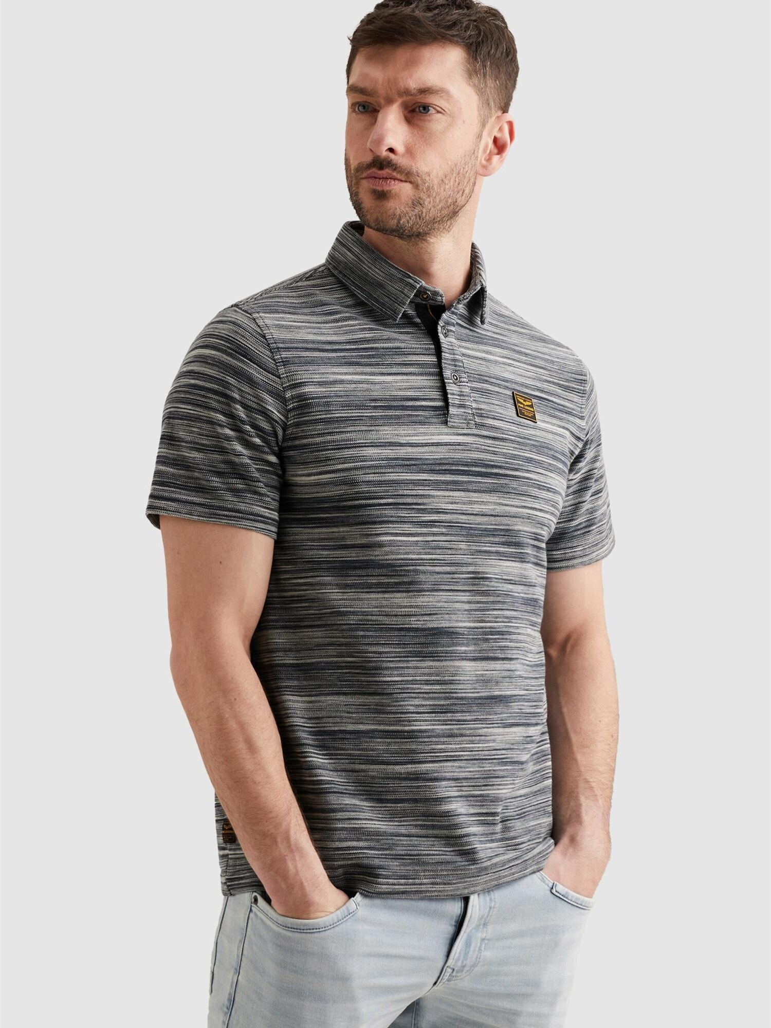 T-shirt 'Polo shirt in piqué with stripe pattern'