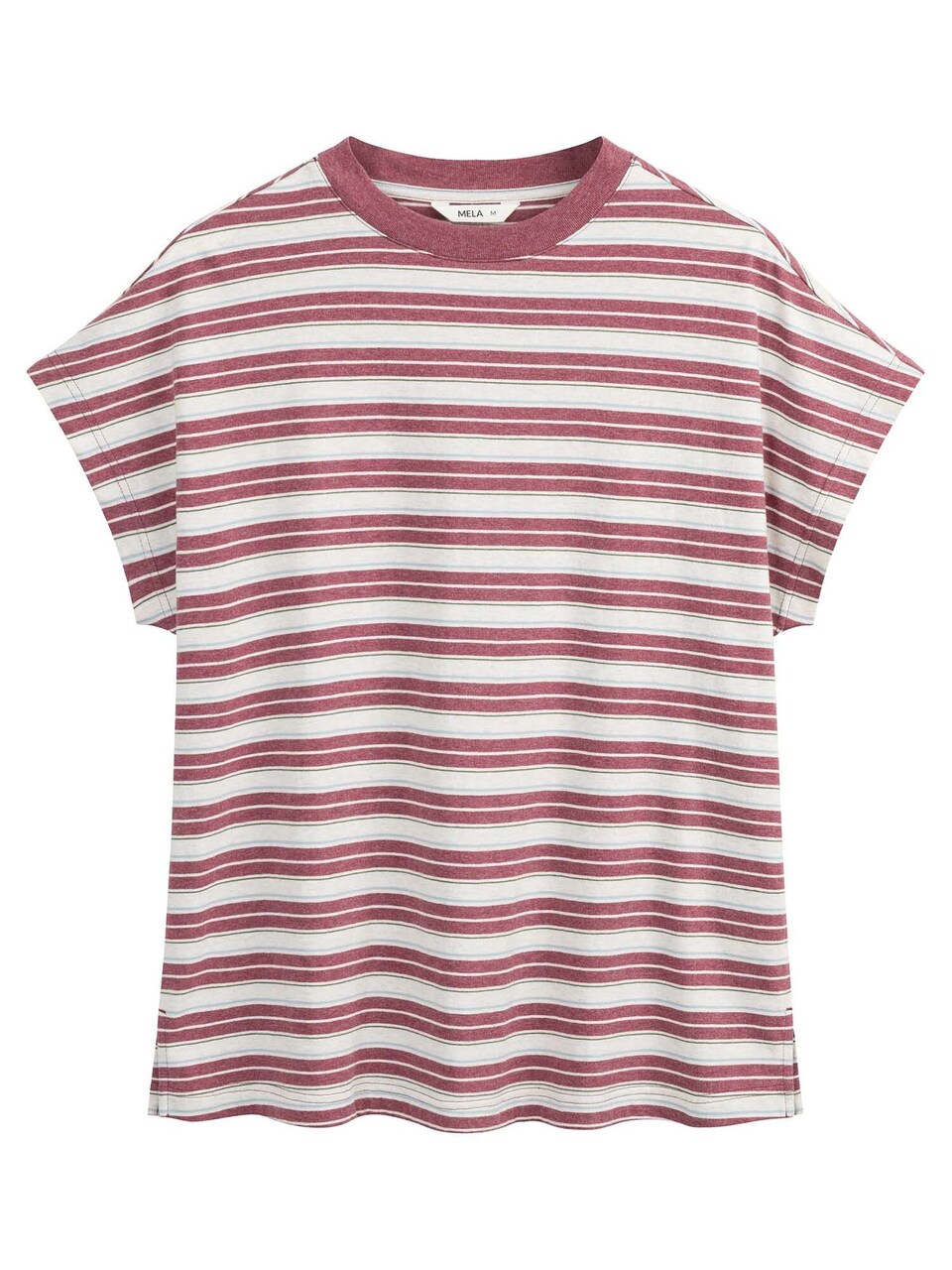 T-shirt 'Madhu' ljusblå / burgunder / svart