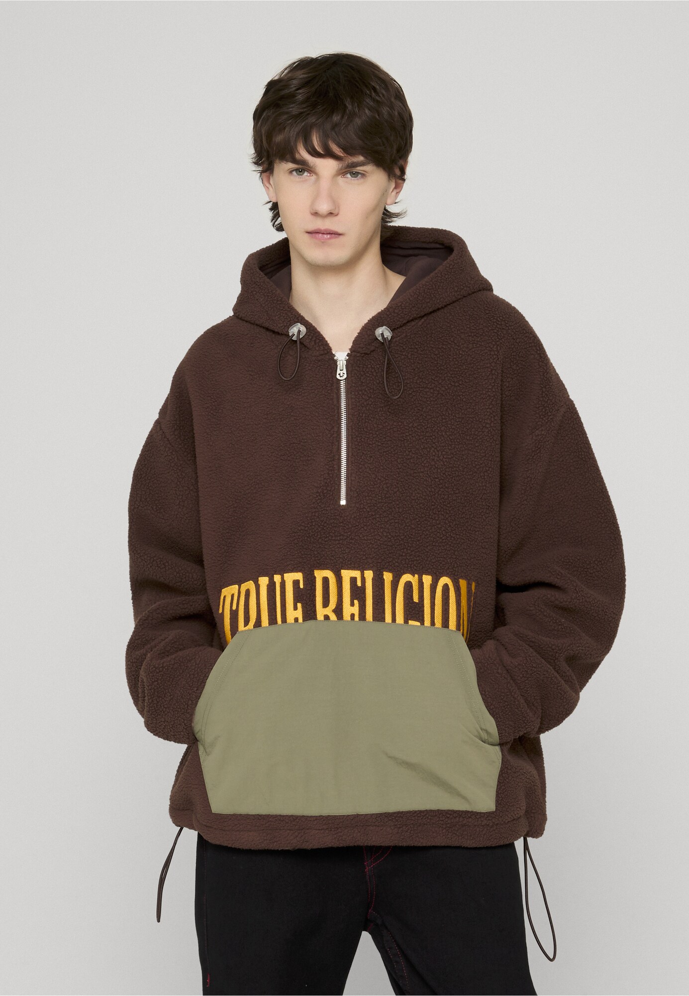 True Religion Jersey marrón oscuro / amarillo / caqui – imagen 3