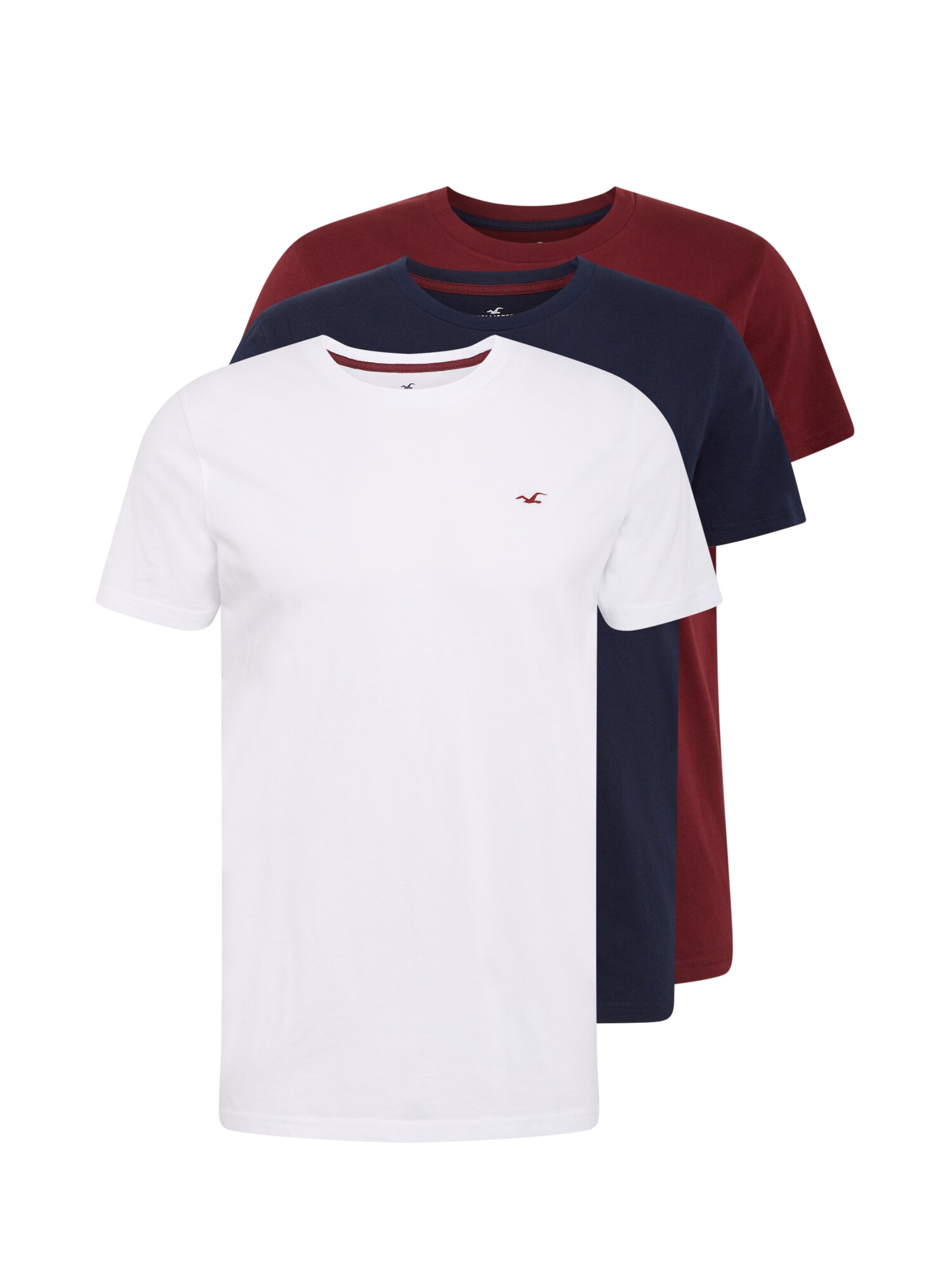HOLLISTER Marškinėliai  balta / tamsiai mėlyna / tamsiai raudona