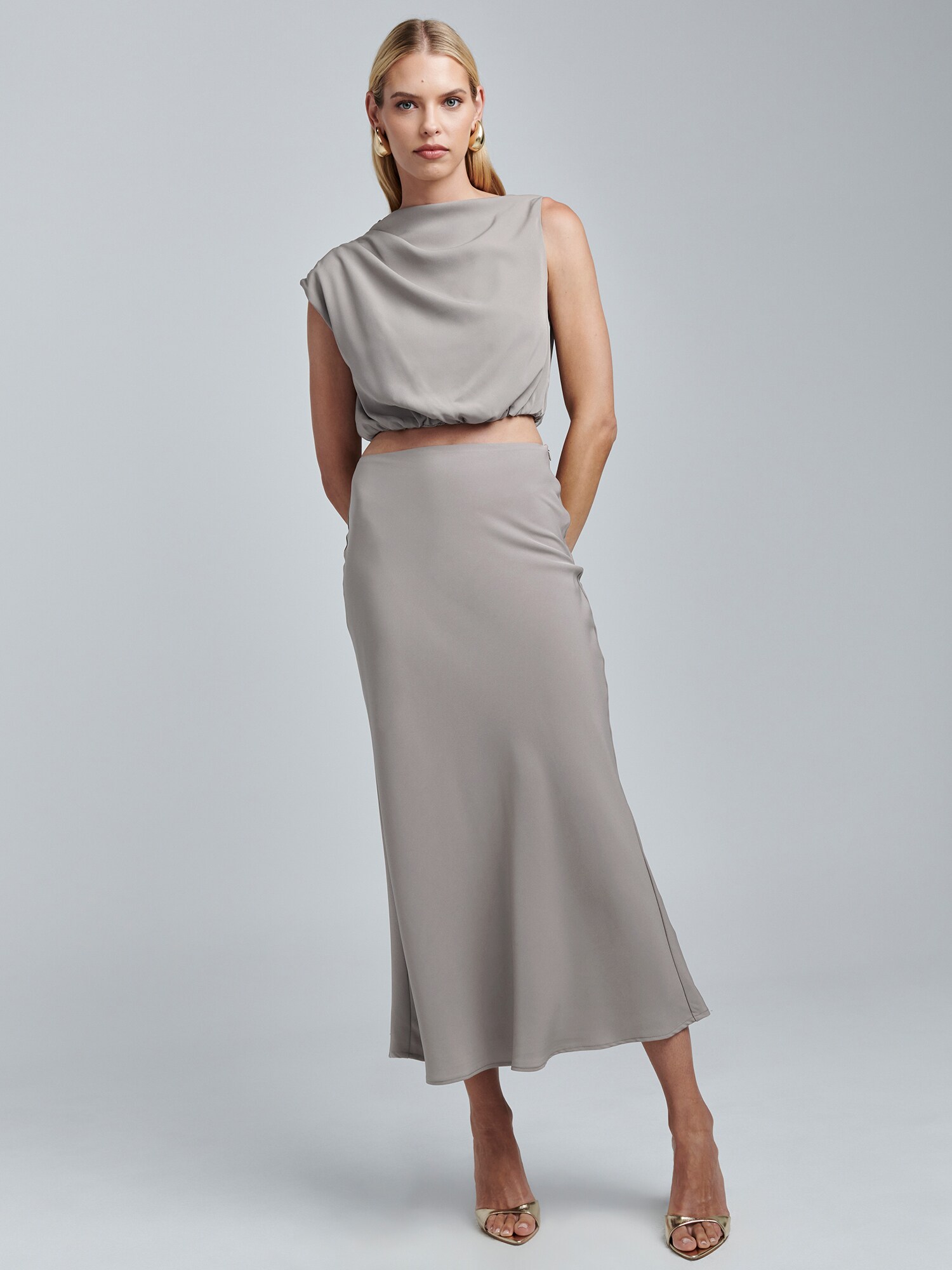 BWLDR Fustă Alisa  gri taupe