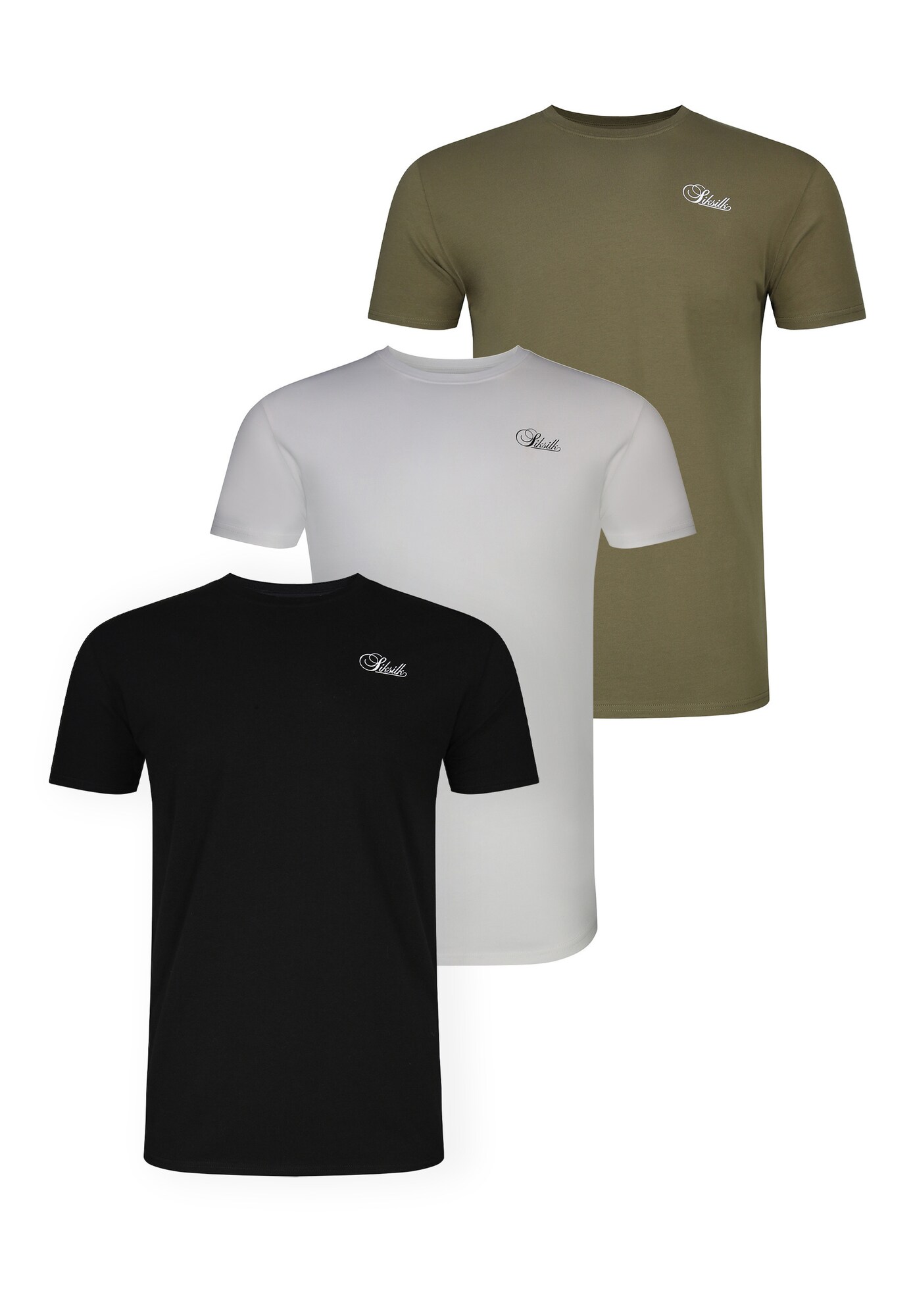 SikSilk Camiseta  oliva / negro / blanco