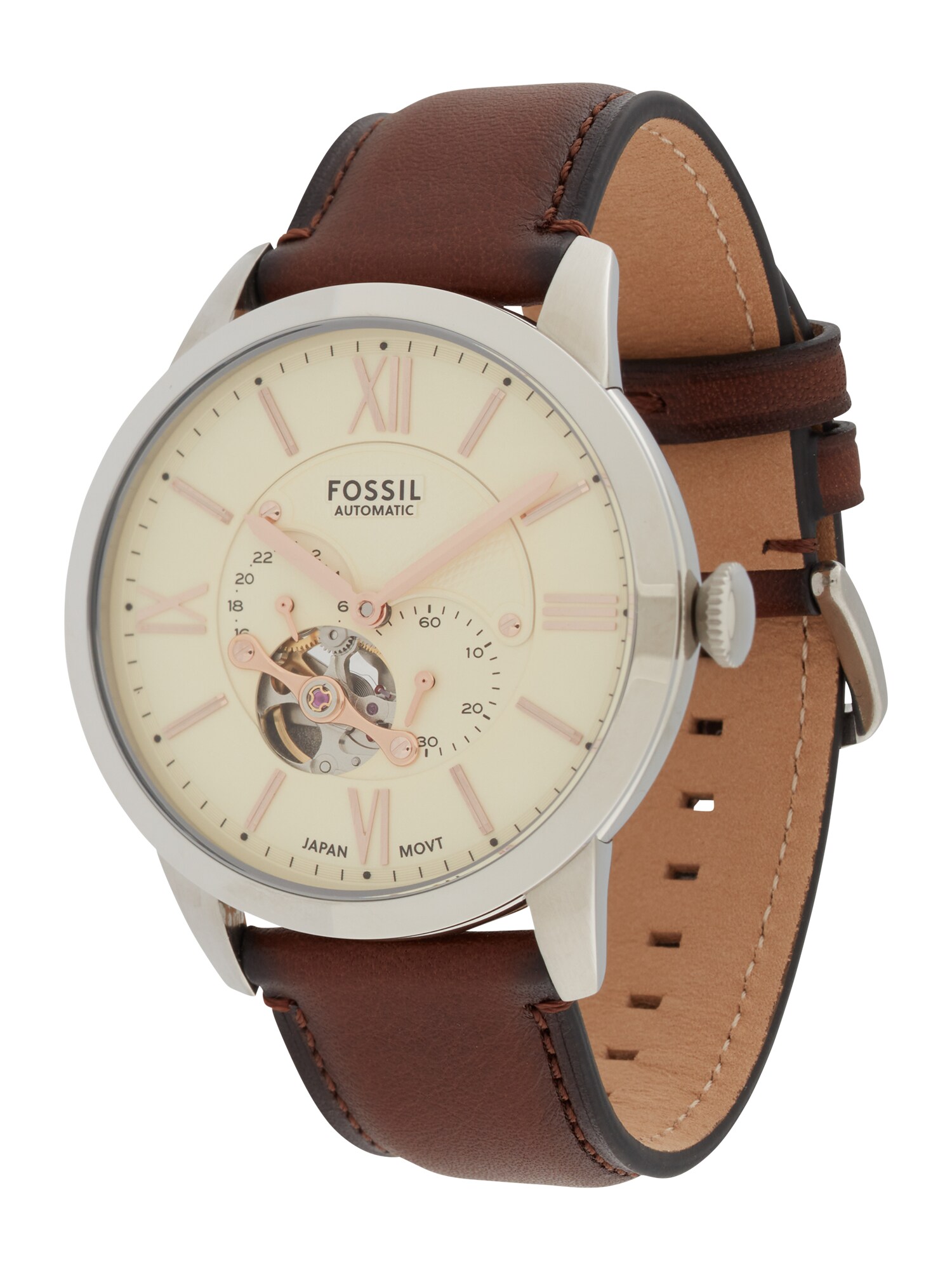 FOSSIL Ceas analogic 'Townsman'  maro închis / argintiu