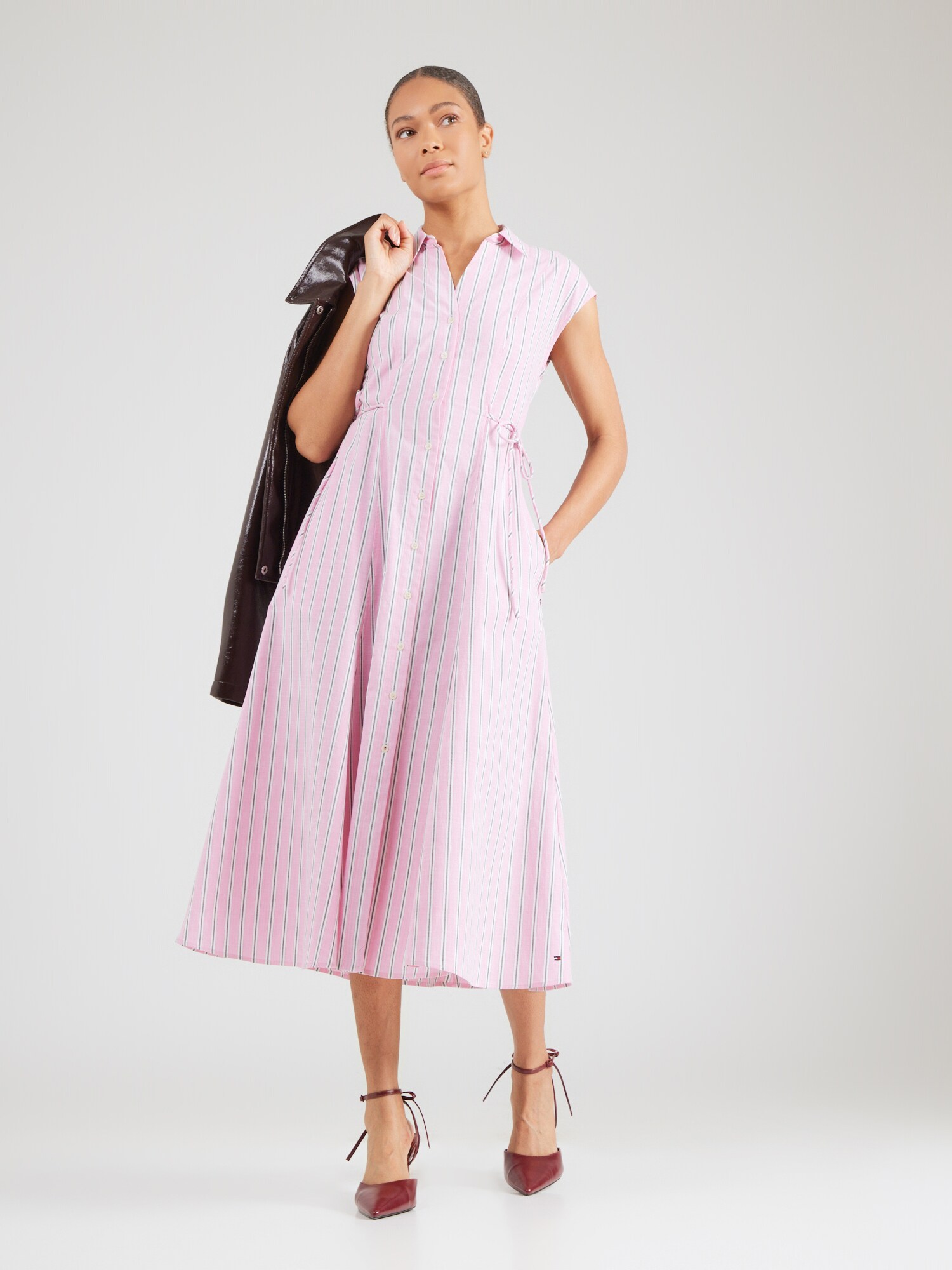 TOMMY HILFIGER Vestido camisero gris oscuro / rosa / blanco – imagen 3