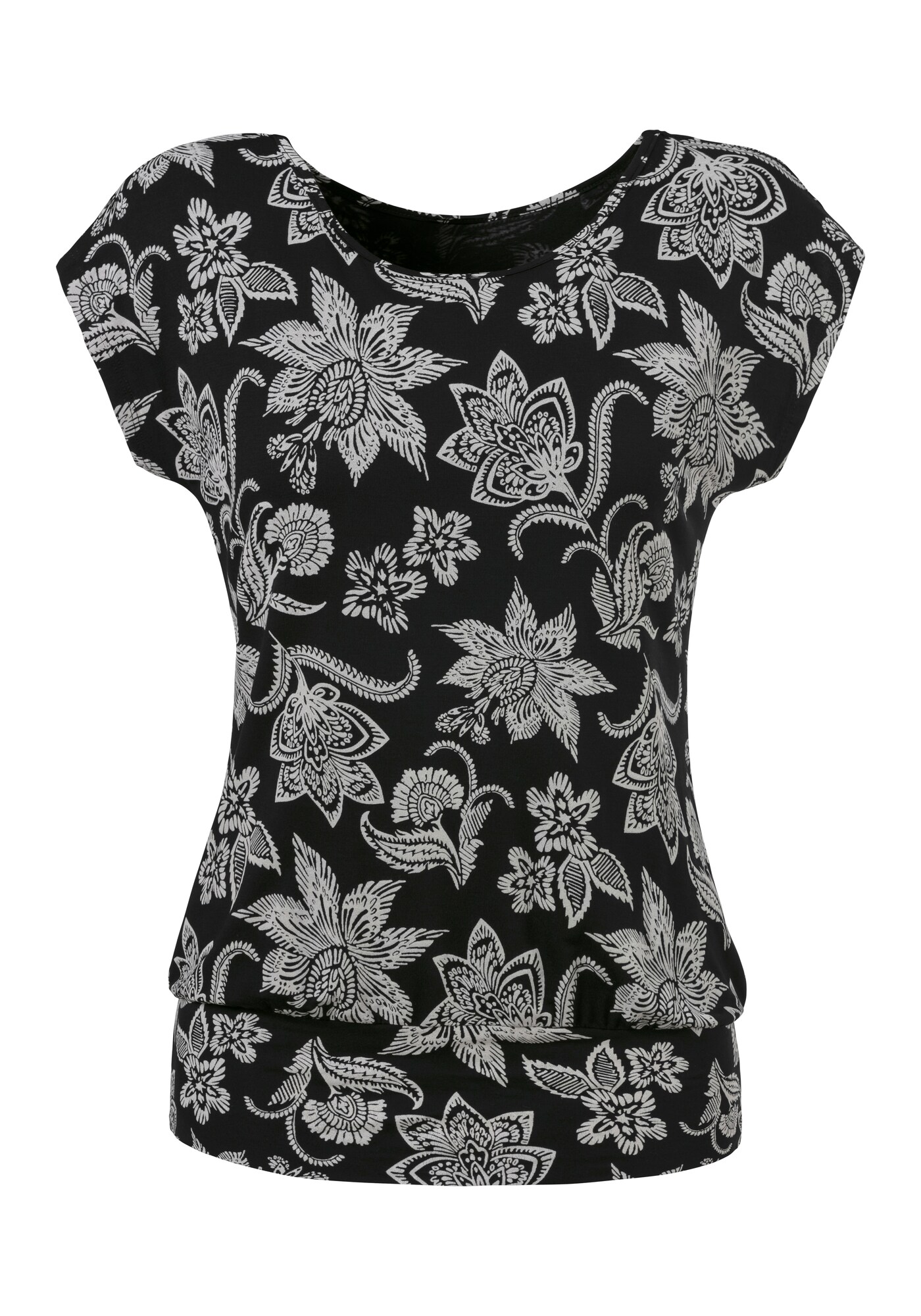 LASCANA Tricou  negru / alb