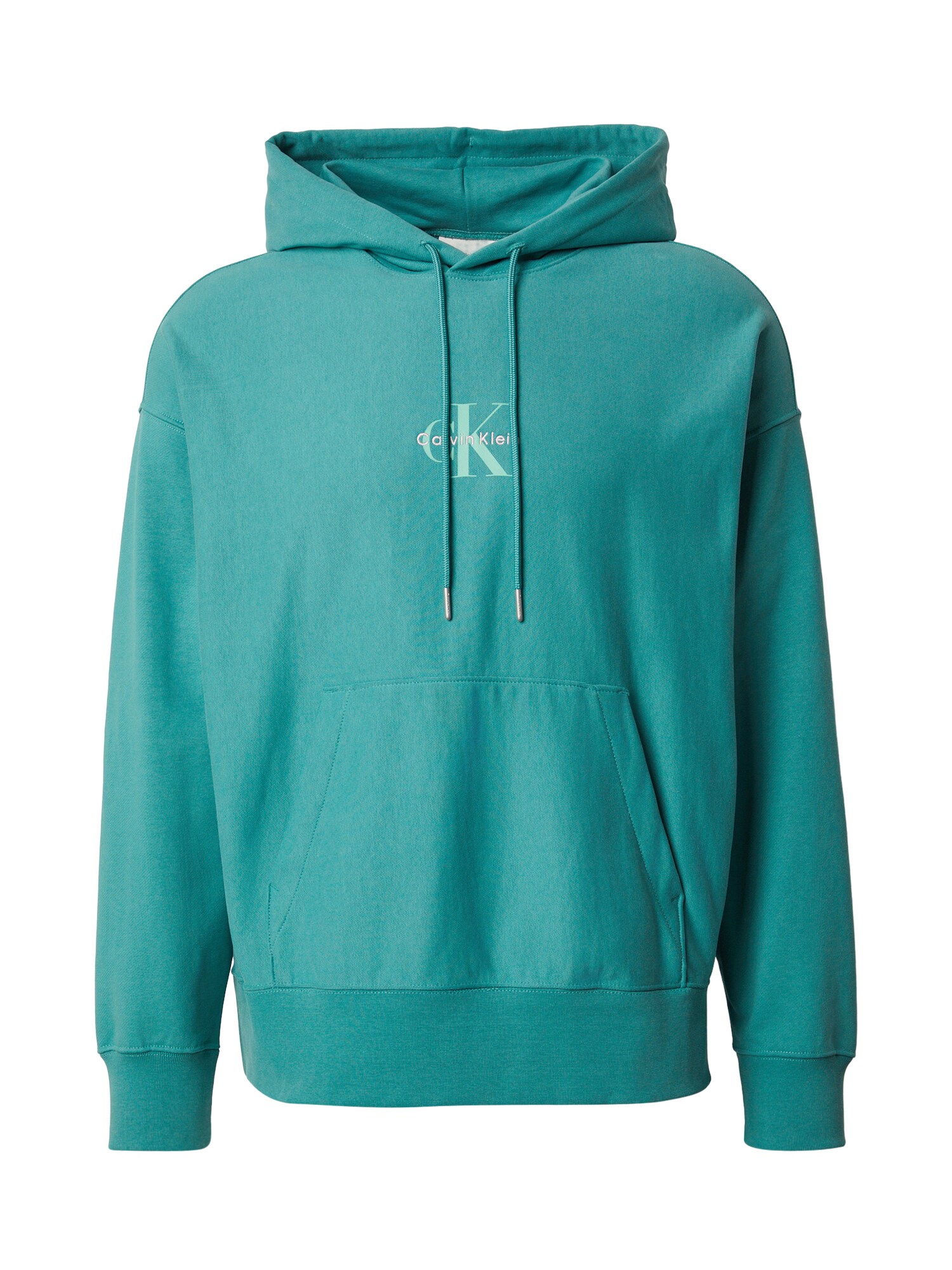 Calvin Klein Jeans Bluză de molton verde petrol / alb