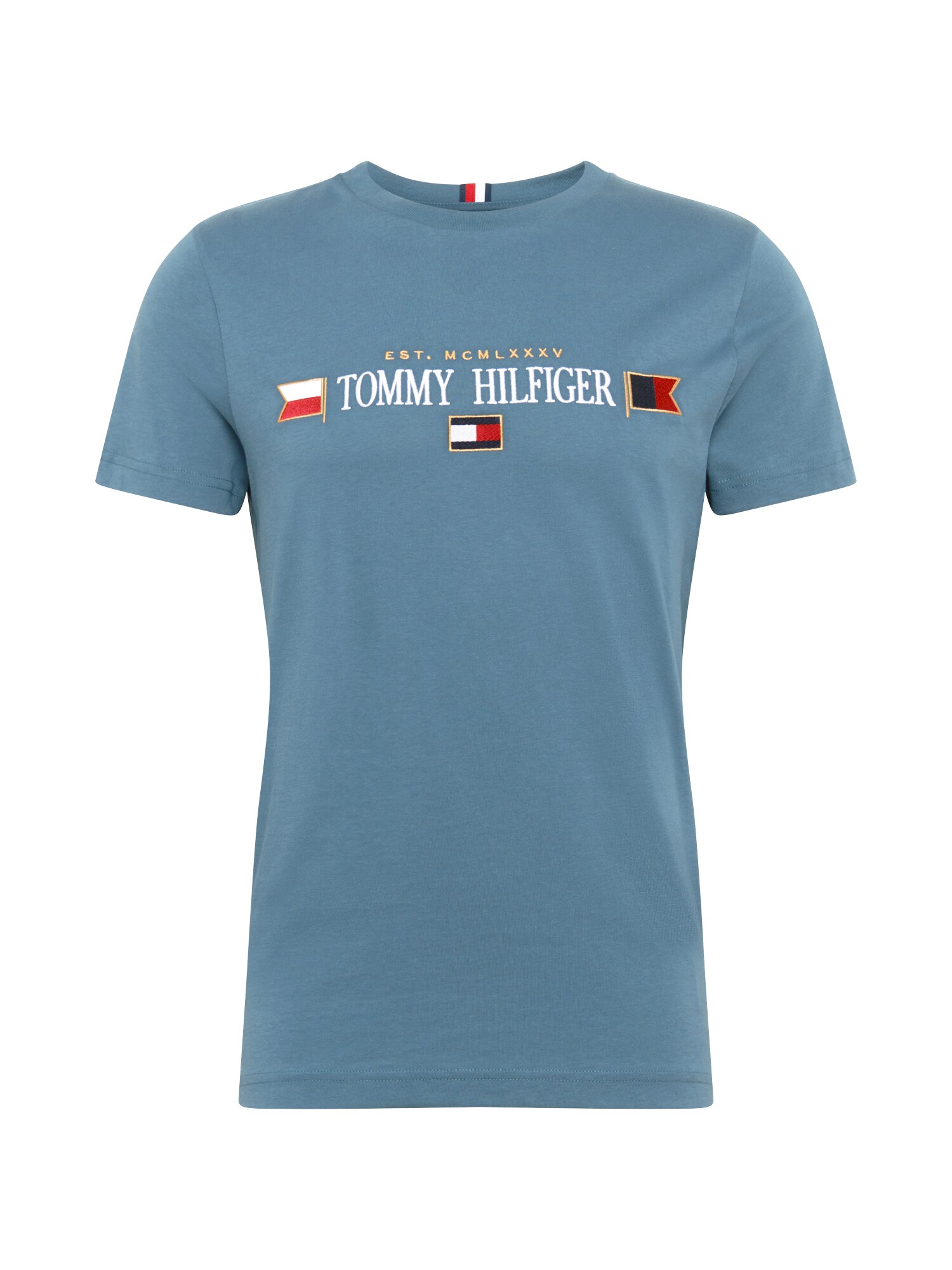 TOMMY HILFIGER Marškinėliai  pastelinė mėlyna / balta