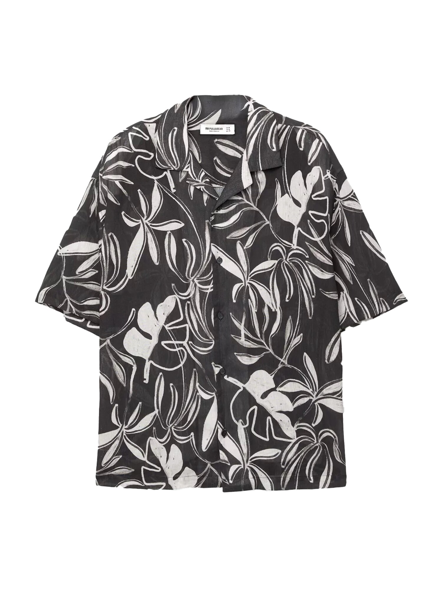 Pull&Bear Cămașă  negru / alb