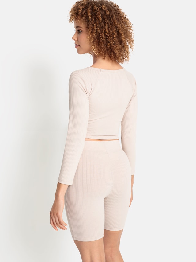 LSCN by LASCANA, Házi ruha 'LSCN Ribbed Set', bézs, 2 kép a 4 közül