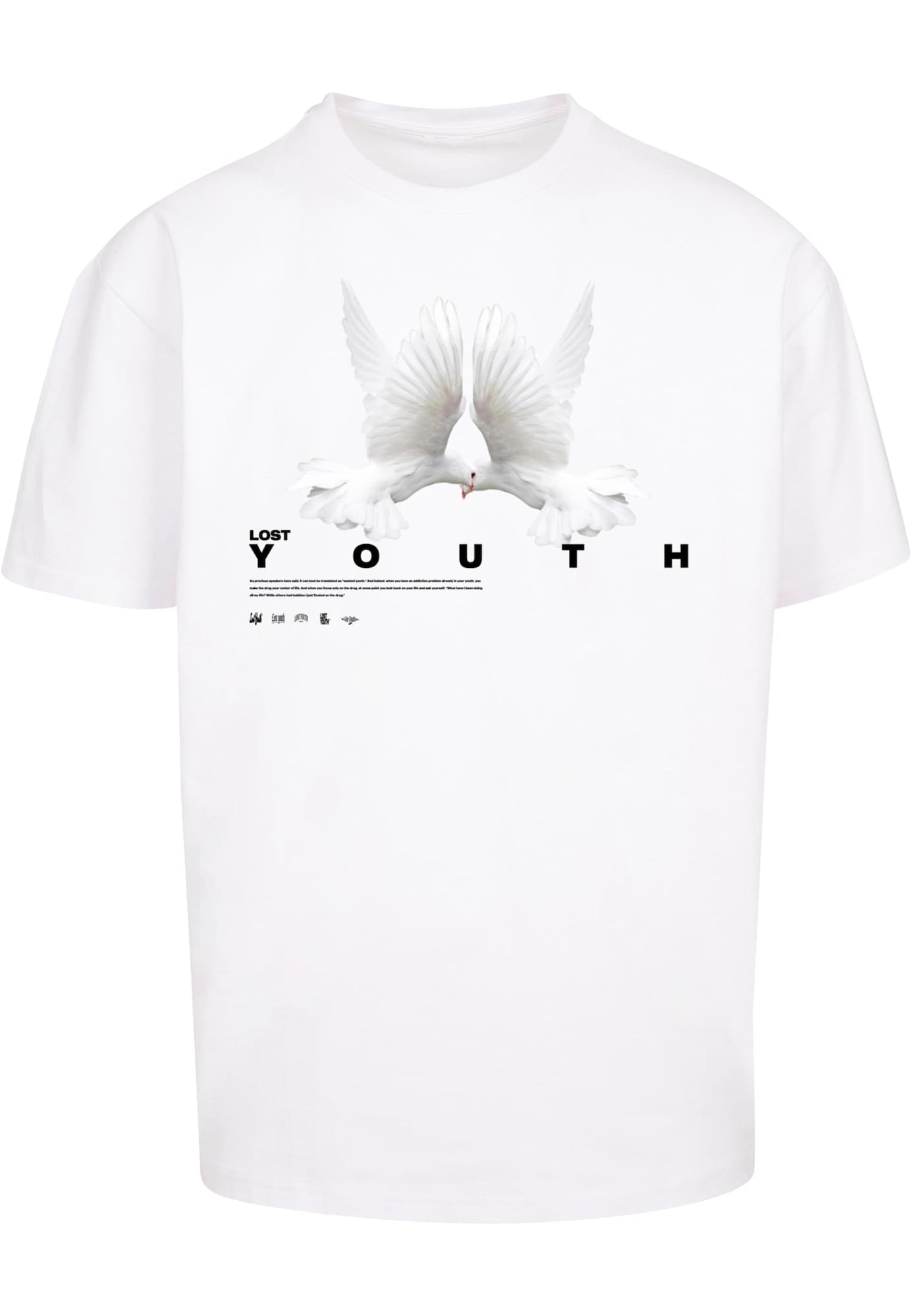Lost Youth Marškinėliai 'Dove' pilka / juoda / balta