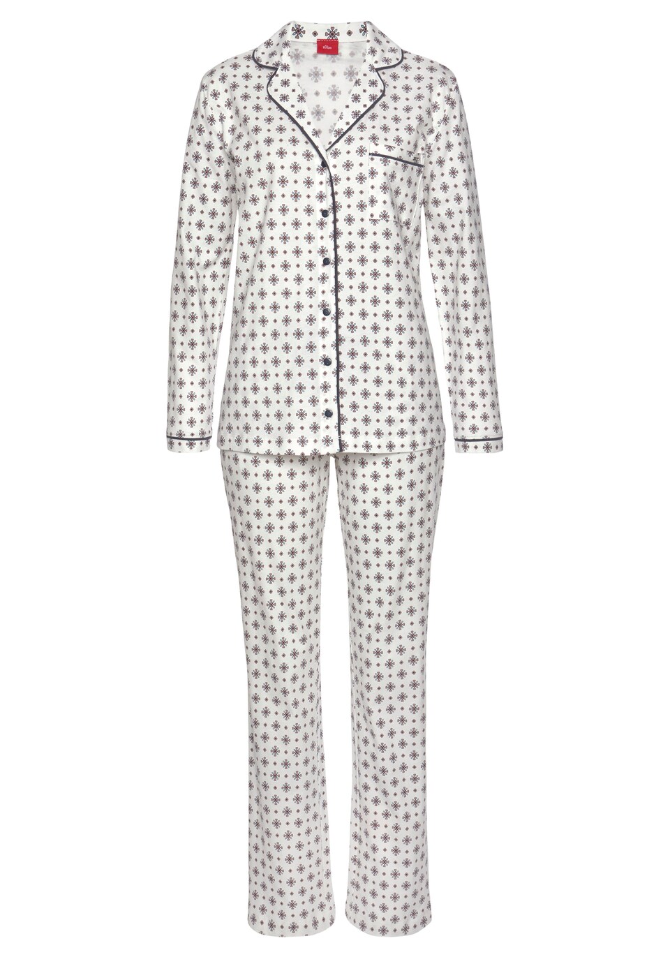 Pyjamas marinblå / ljusblå / ljusbrun