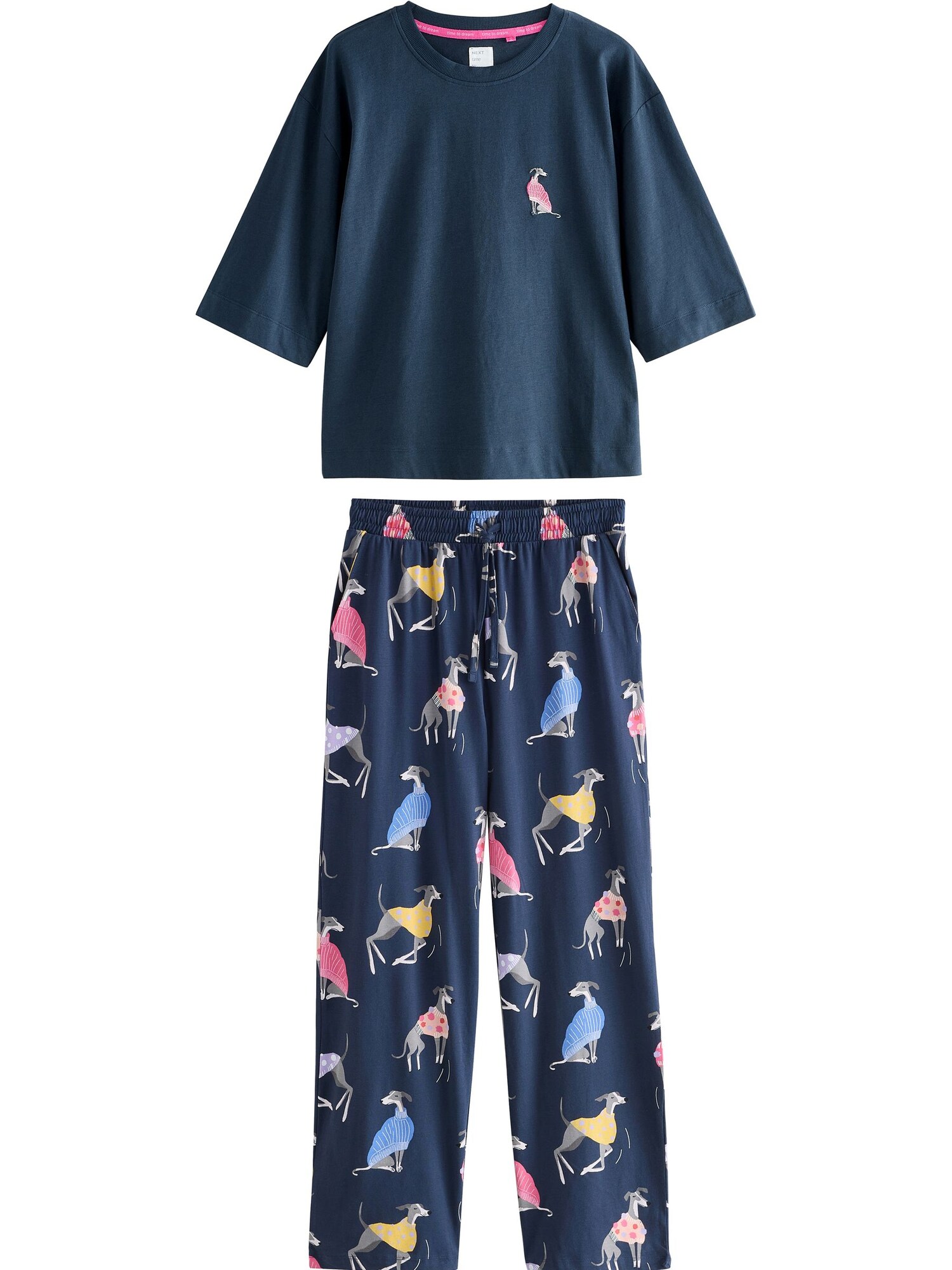 Next Pijama  albastru / albastru marin / galben curry / roz