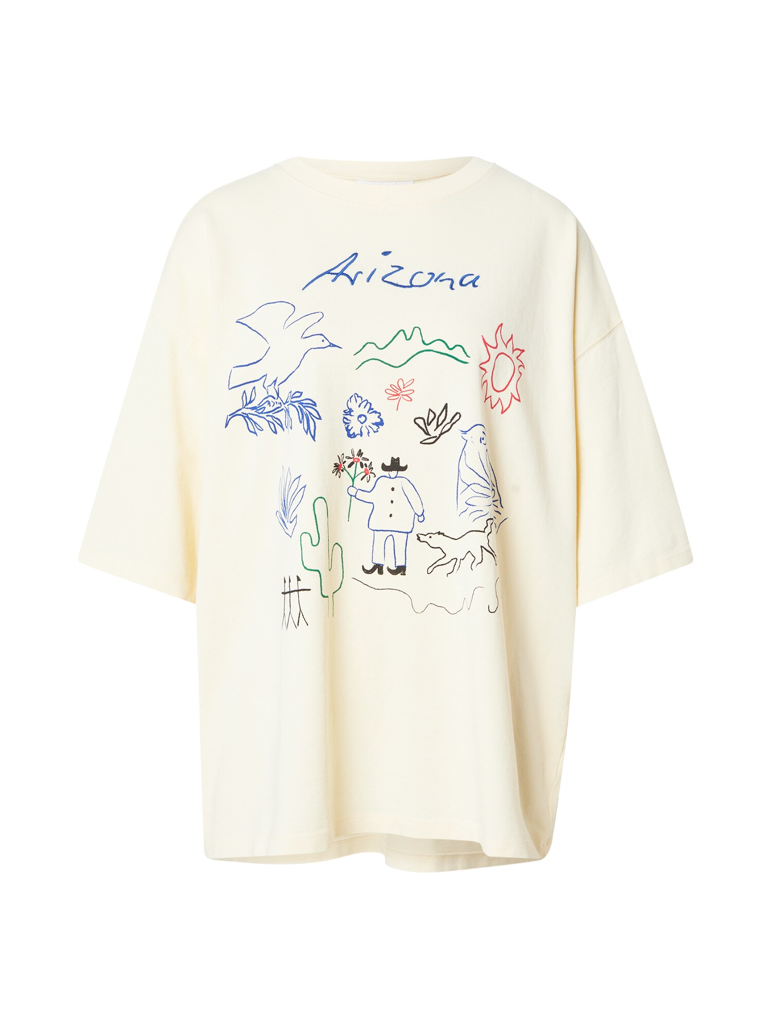 TOPSHOP Oversize póló 'Arizona' encián / pasztellsárga / zöld / rikító piros akciós termékkép 1