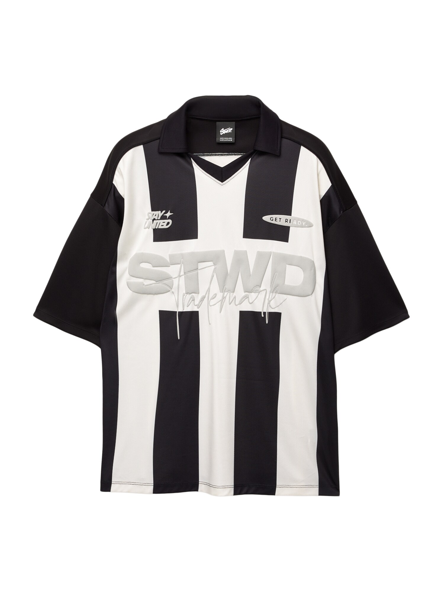 Pull&Bear Tricou STWD  gri deschis / negru / alb