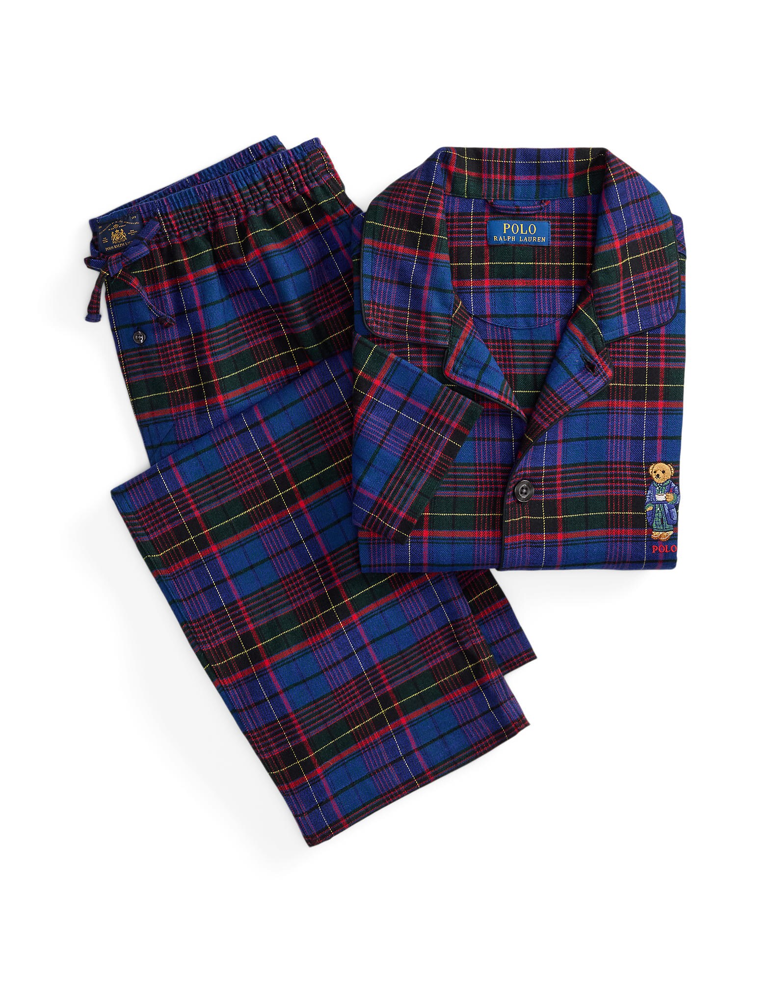Polo Ralph Lauren Pijama lungă albastru regal / galben deschis / verde închis / roșu rodie