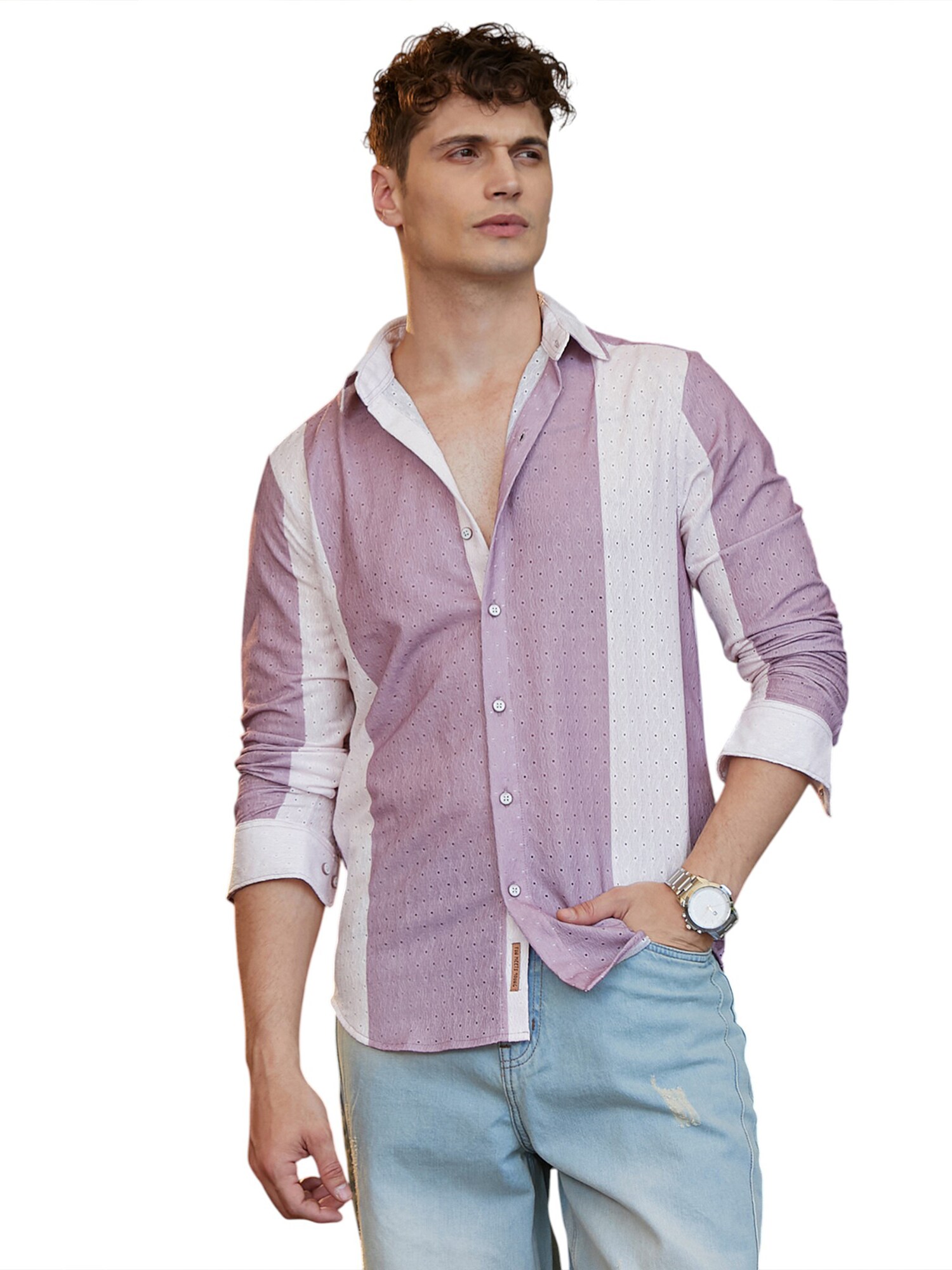 Campus Sutra Cămașă Sasha  mauve / alb