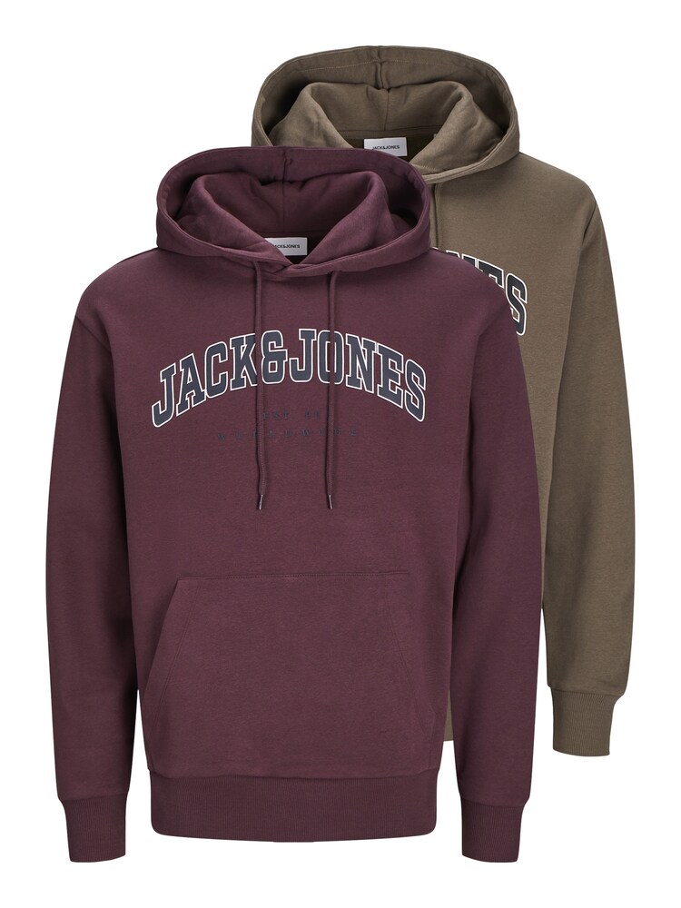JACK & JONES Sweatshirt 'JJECaleb' Herren Größe L grün / bordeaux / schwarz / weiß