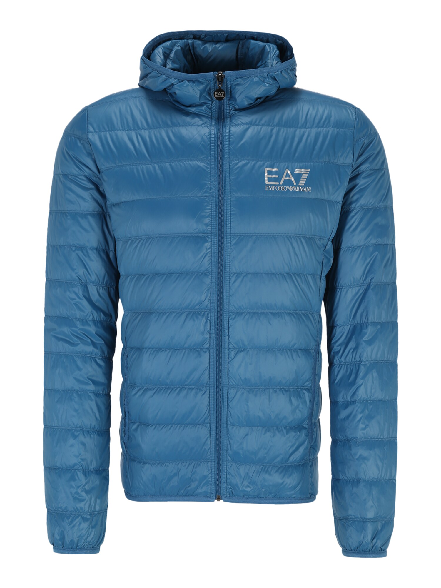 EA7 Emporio Armani Prechodná bunda  modrá denim / striebornosivá
