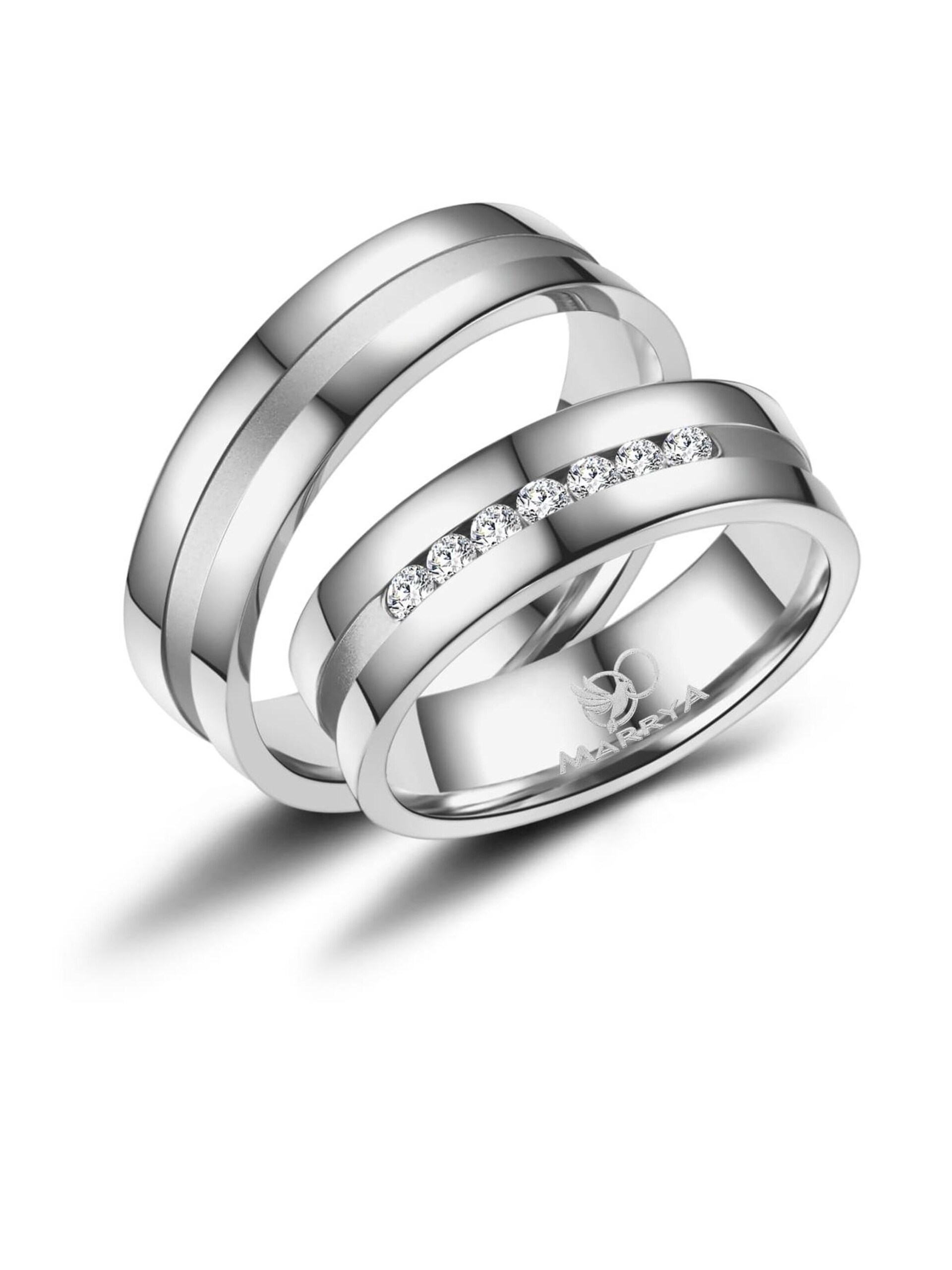 MARRYA Ring 'MARRYA ES-08 Ehering aus Edelstahl Silberfarben' dam