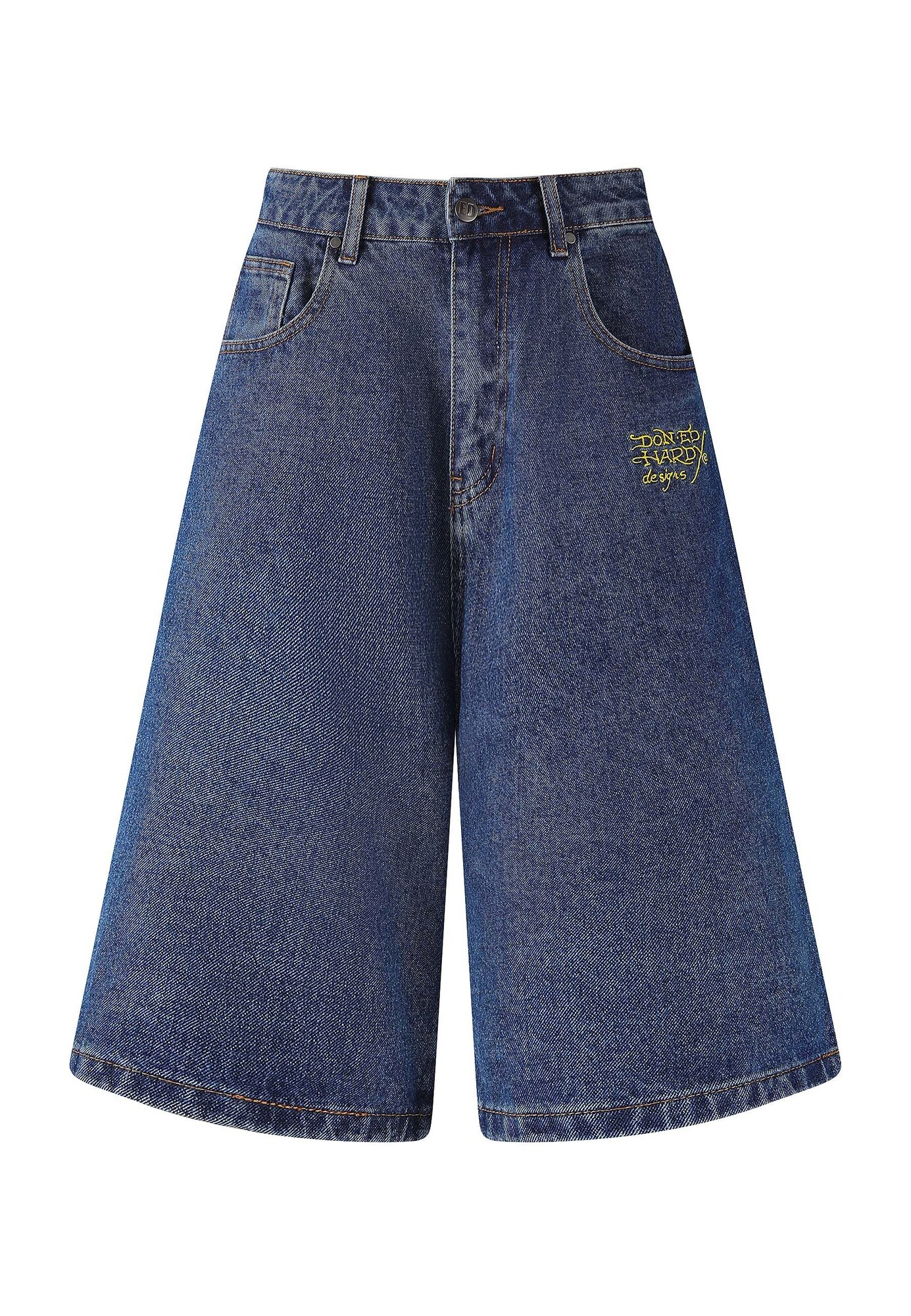Ed Hardy Kavbojke  moder denim / rumena / zelena