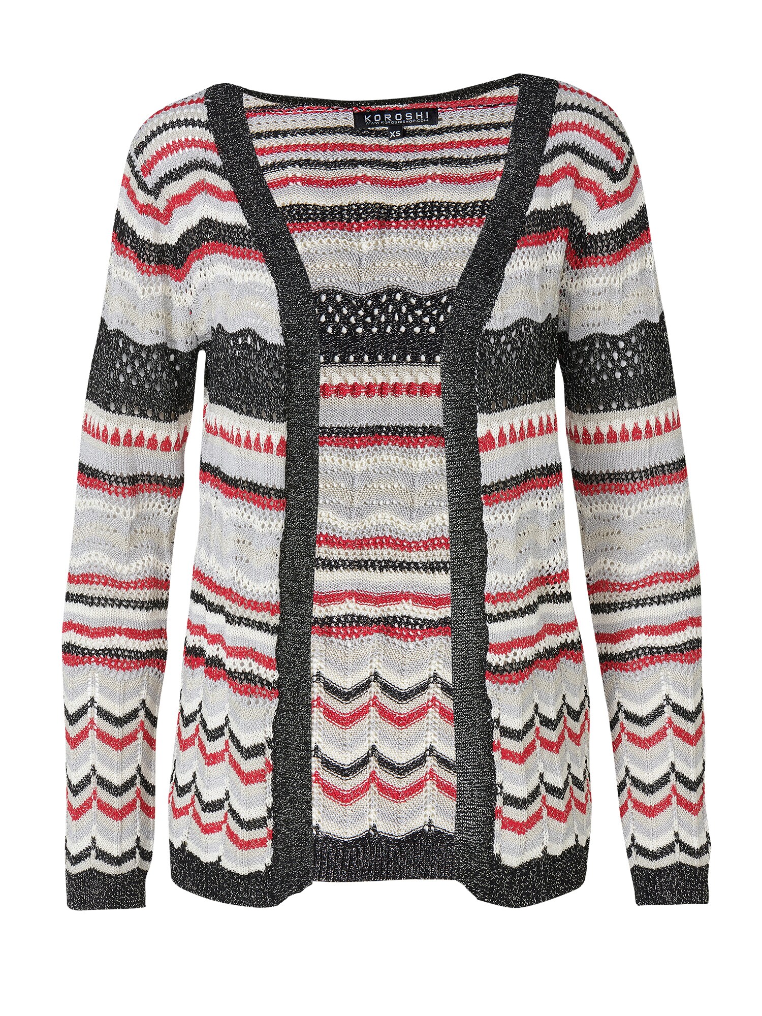 KOROSHI Geacă tricotată  albastru deschis / gri deschis / roșu cranberry / negru