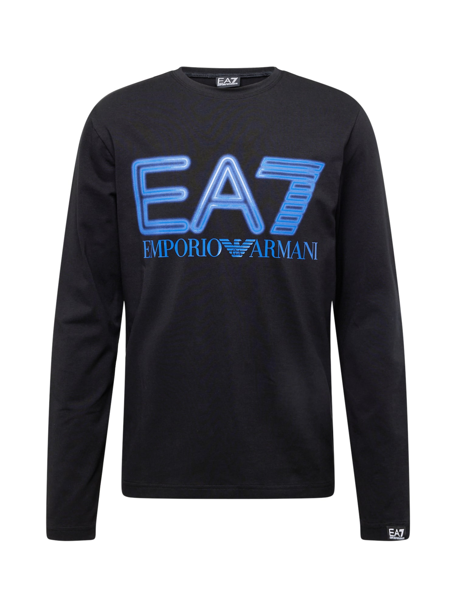 EA7 Emporio Armani Majica 'T-SHIRT'  neonsko modra / črna