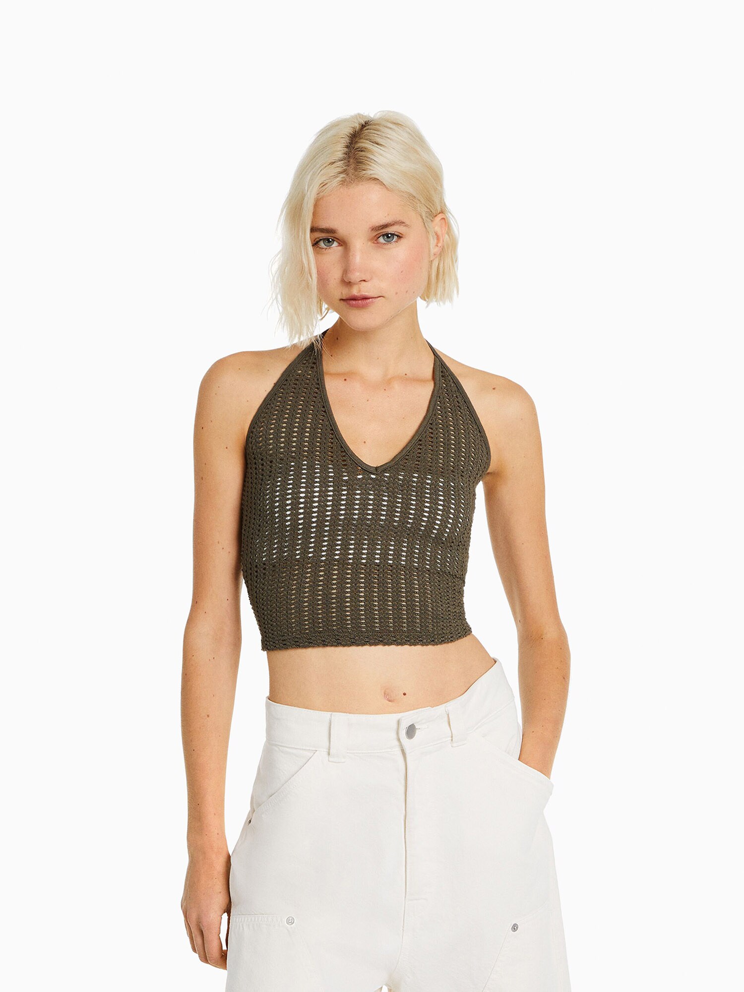 Bershka Stick felső  khaki termék 2. képe