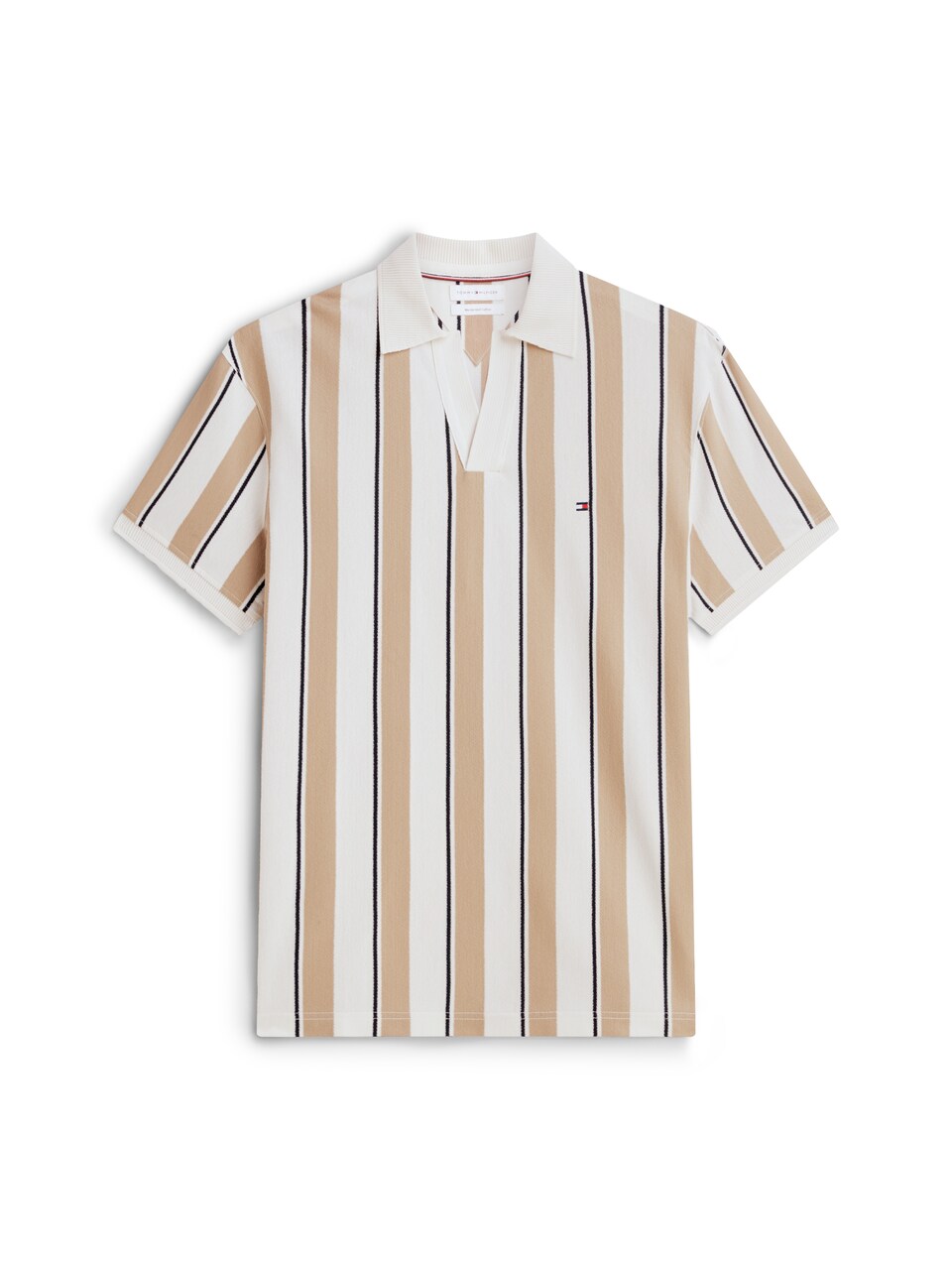 T-shirt 'Relaxed Fit Stripe Crepe' camel / elfenben